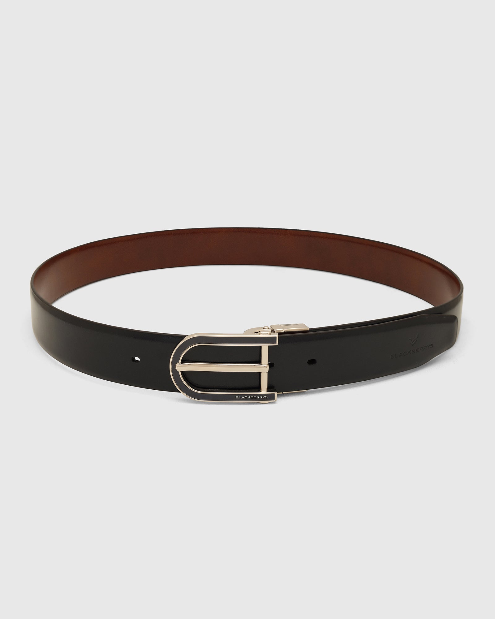 Leather Revesible Tan Navy Solid Belt - Wilton