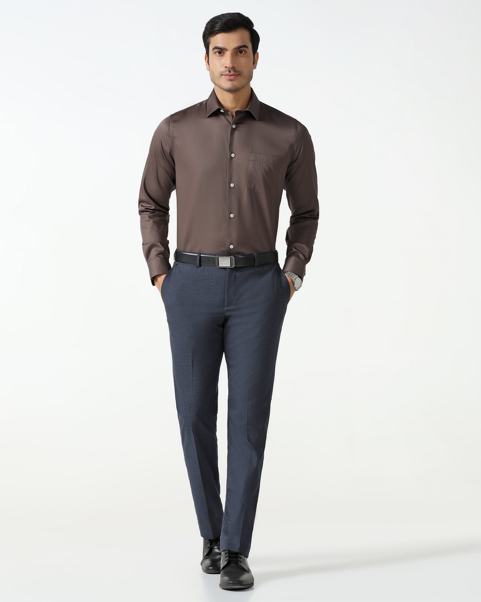 Tan Non Iron Solid Shirt - Sylvia