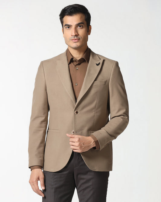 Tan Solid Blazer - Napolean