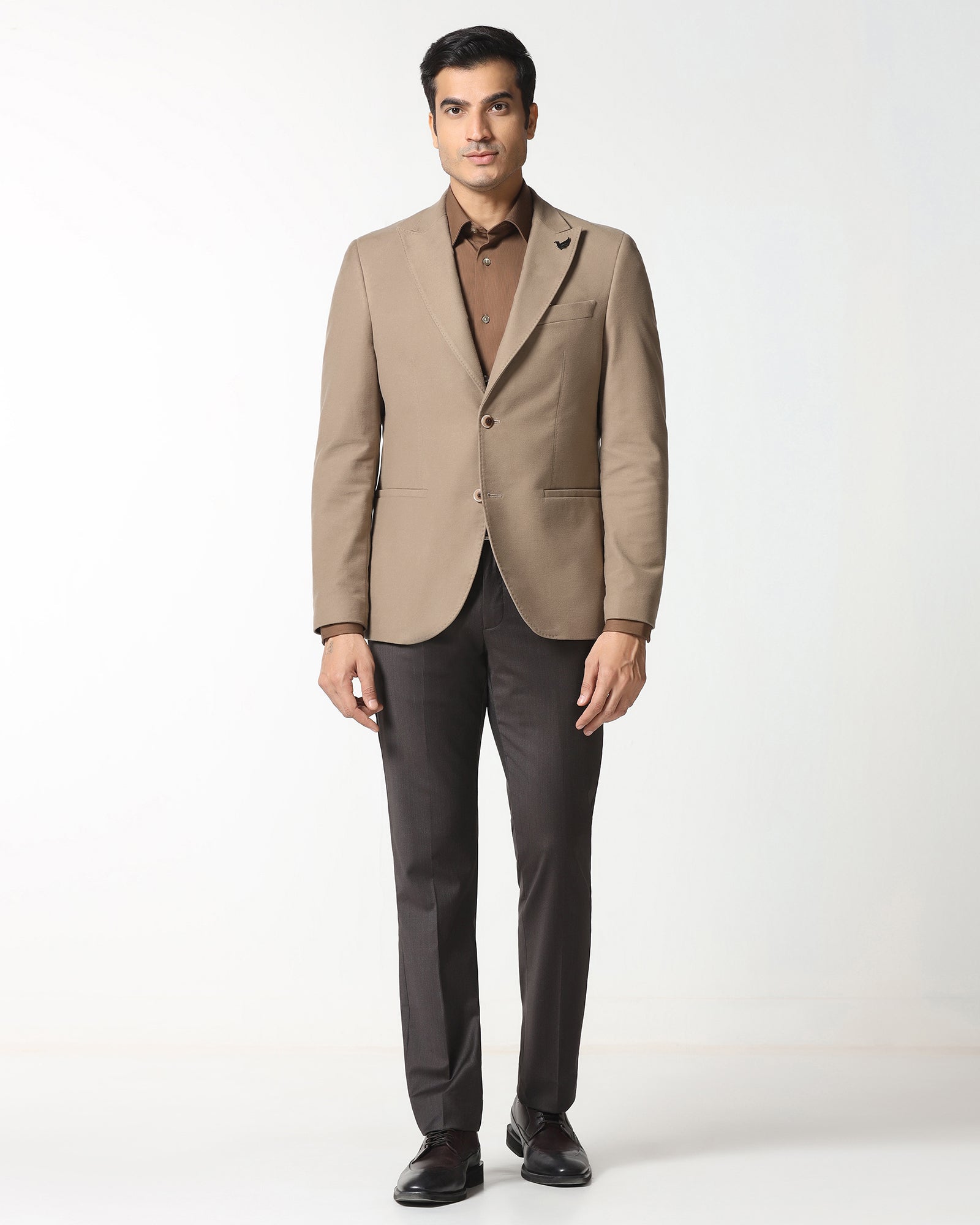 Tan Solid Blazer - Napolean