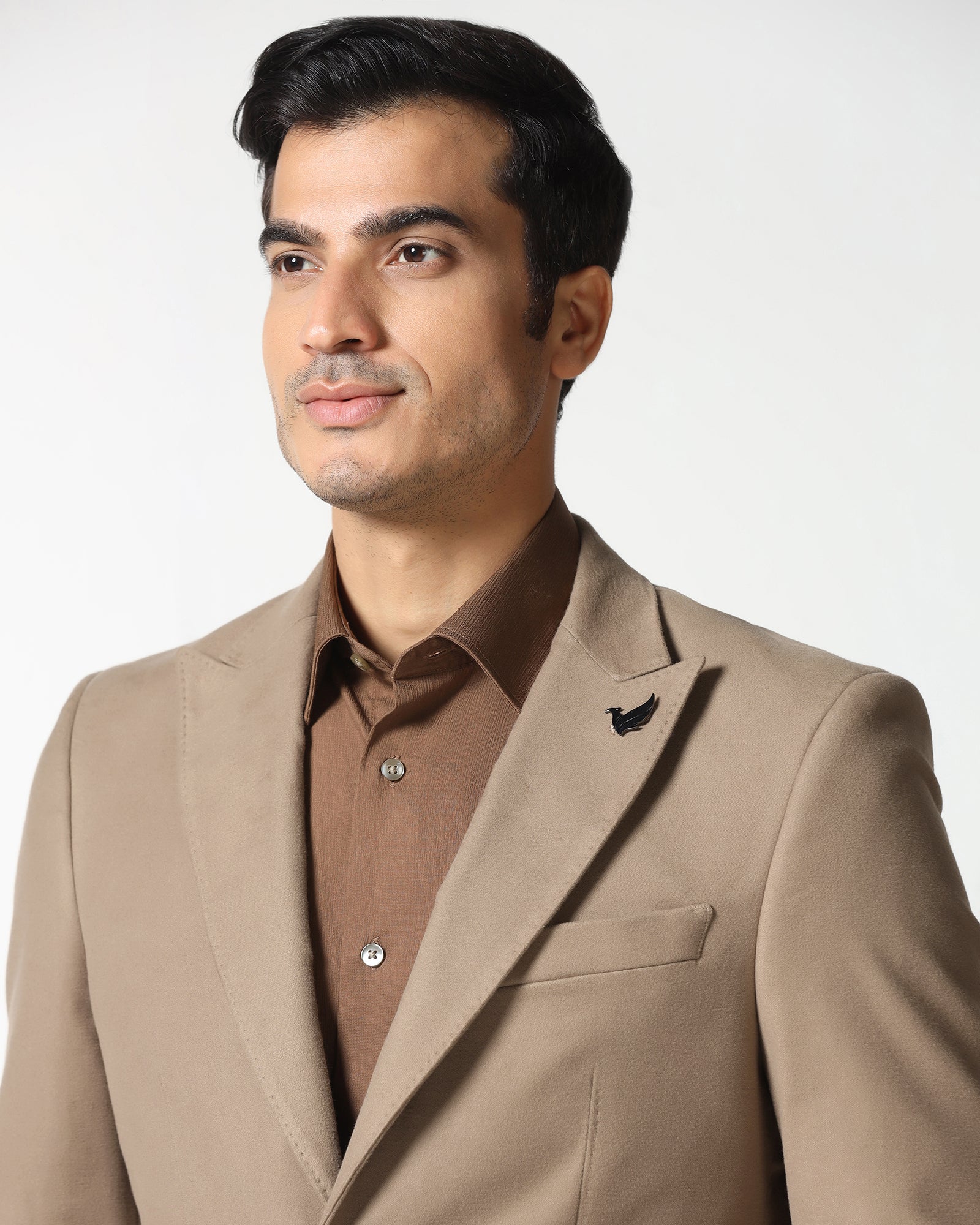 Tan Solid Blazer - Napolean