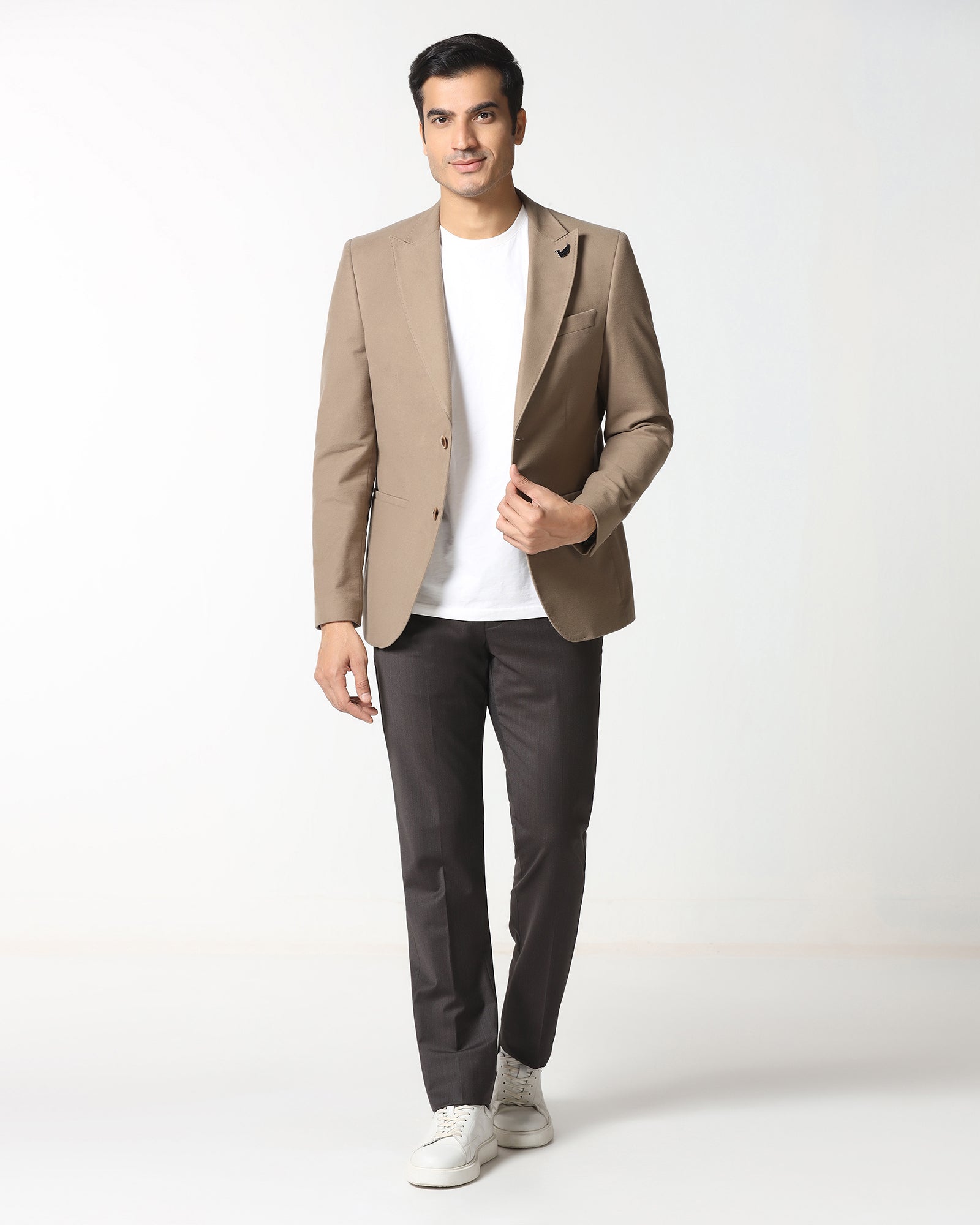 Tan Solid Blazer - Napolean