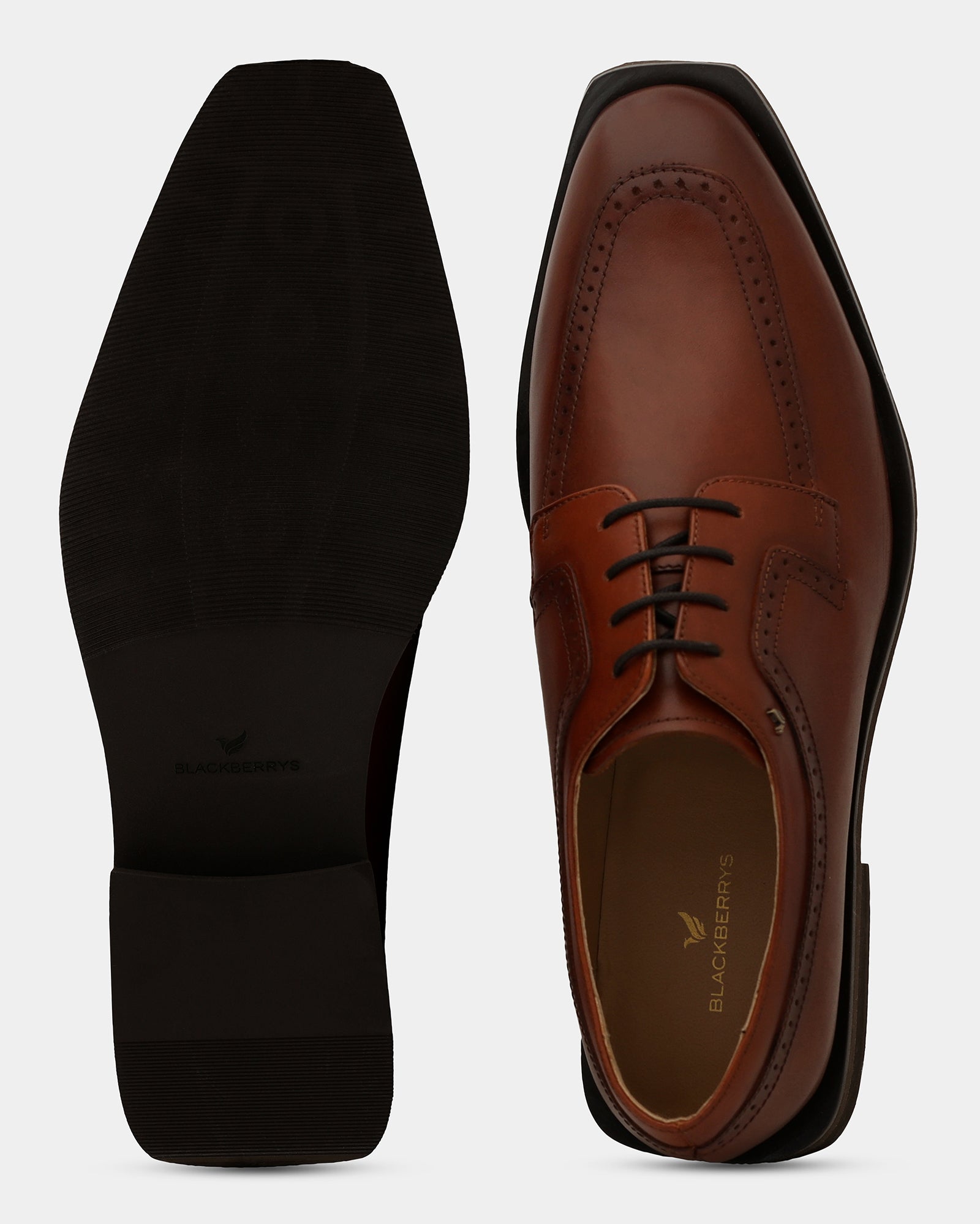 Tan Solid Derby Shoes - Winfordd