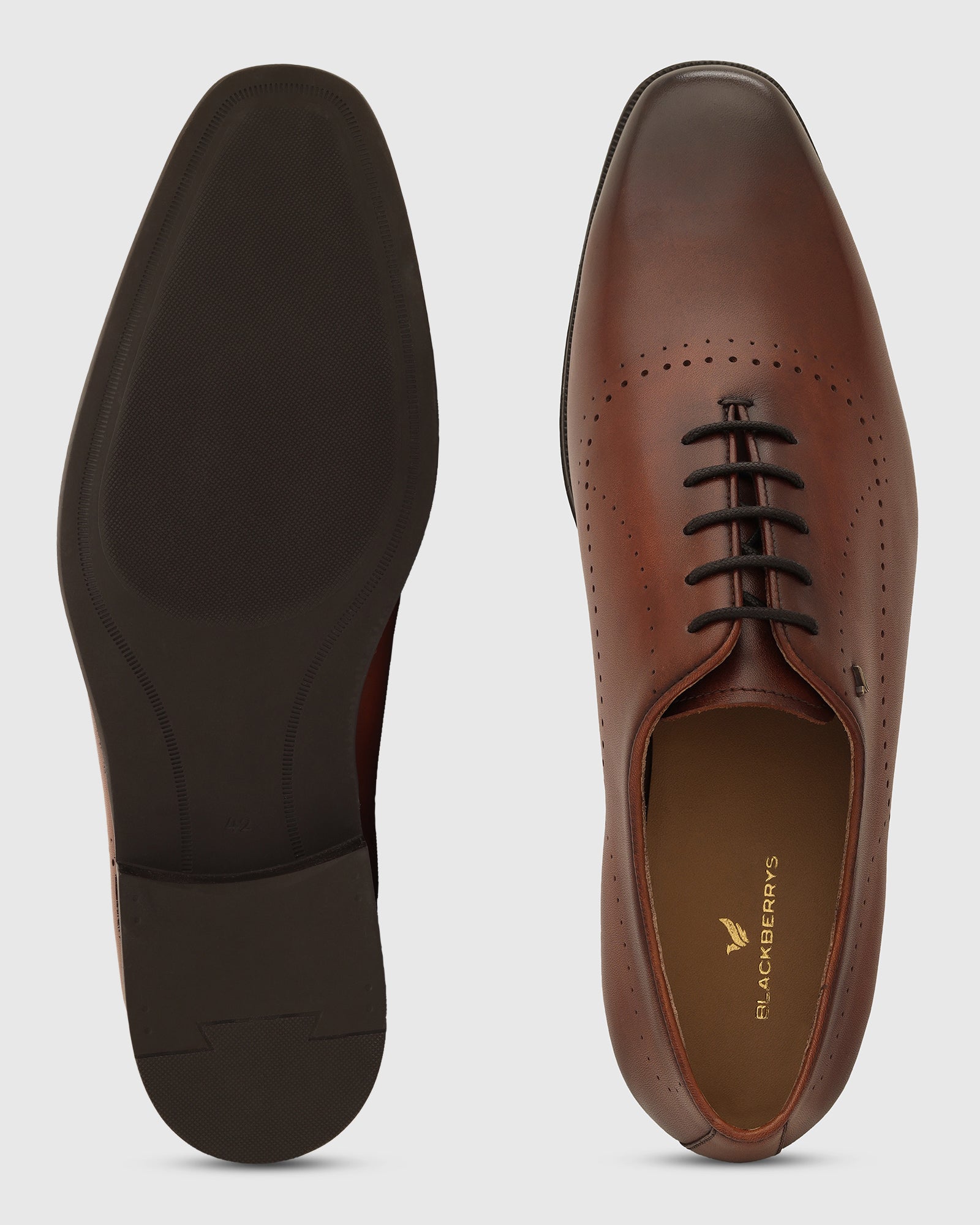 Tan Solid Oxford Shoes - Winolaa