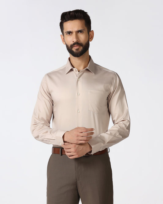 Tan Solid Shirt - Roger