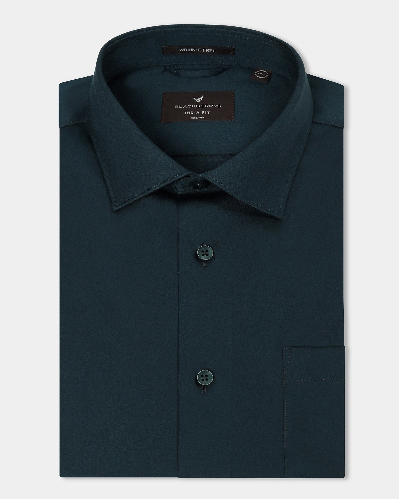 Teal Unwrinkle Solid Shirt - Sylvia
