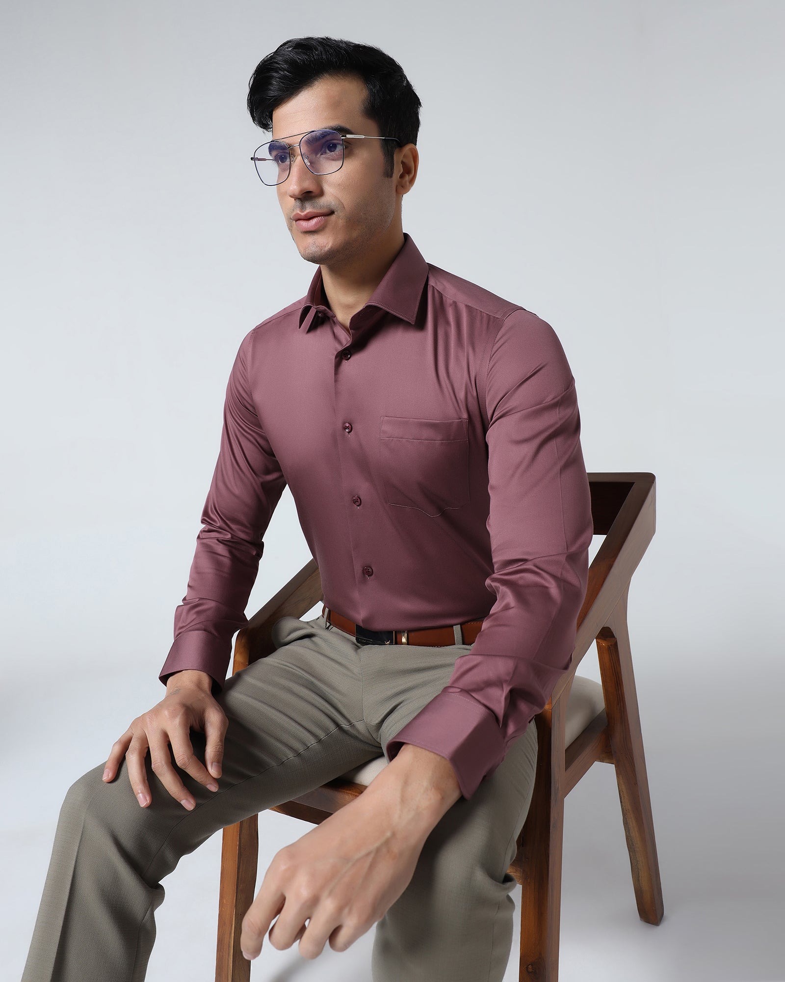 Dusty Pink Unwrinkle Solid Shirt - Sylvia