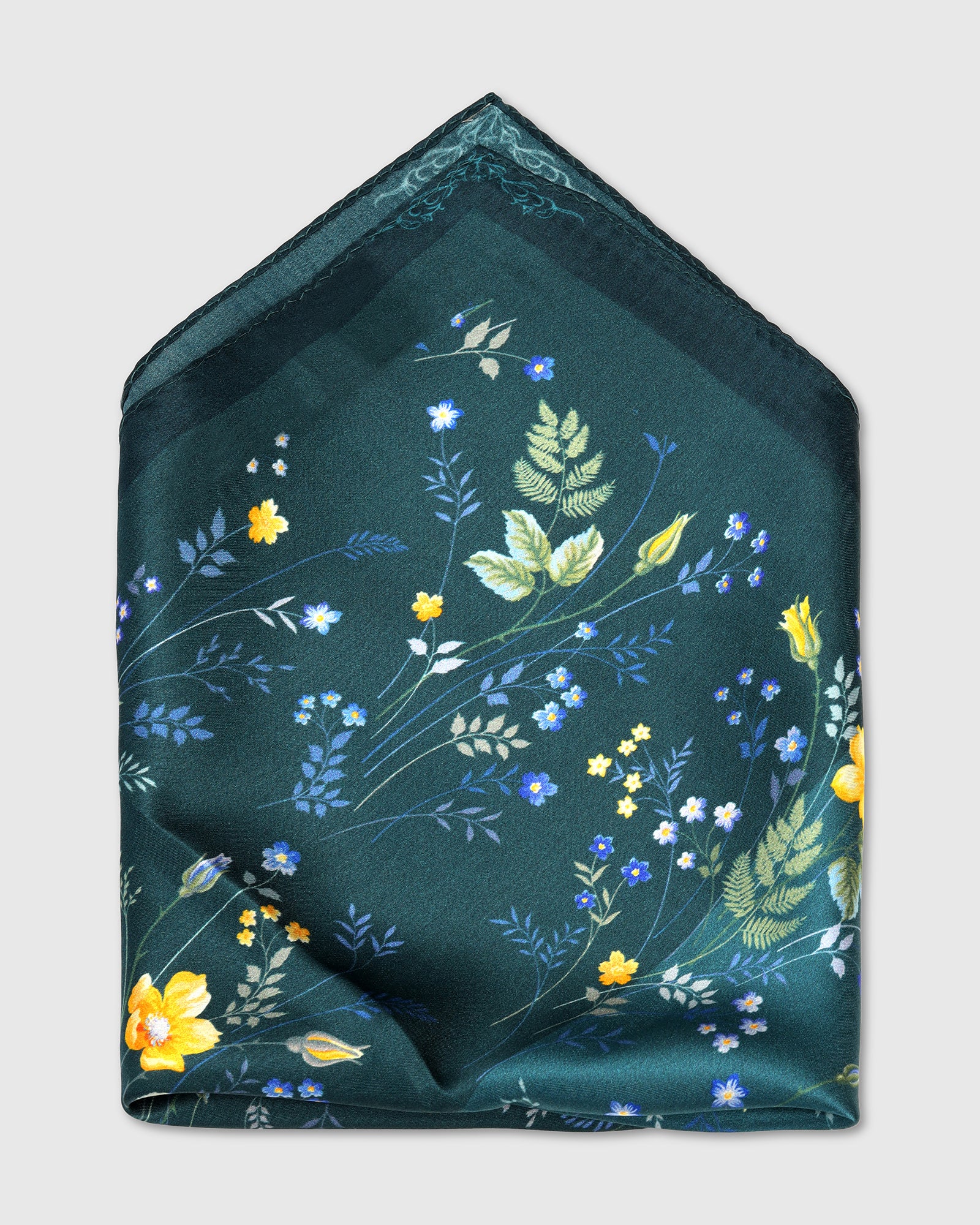 Teal Printed 100% Silk Pocket Square - Wendy