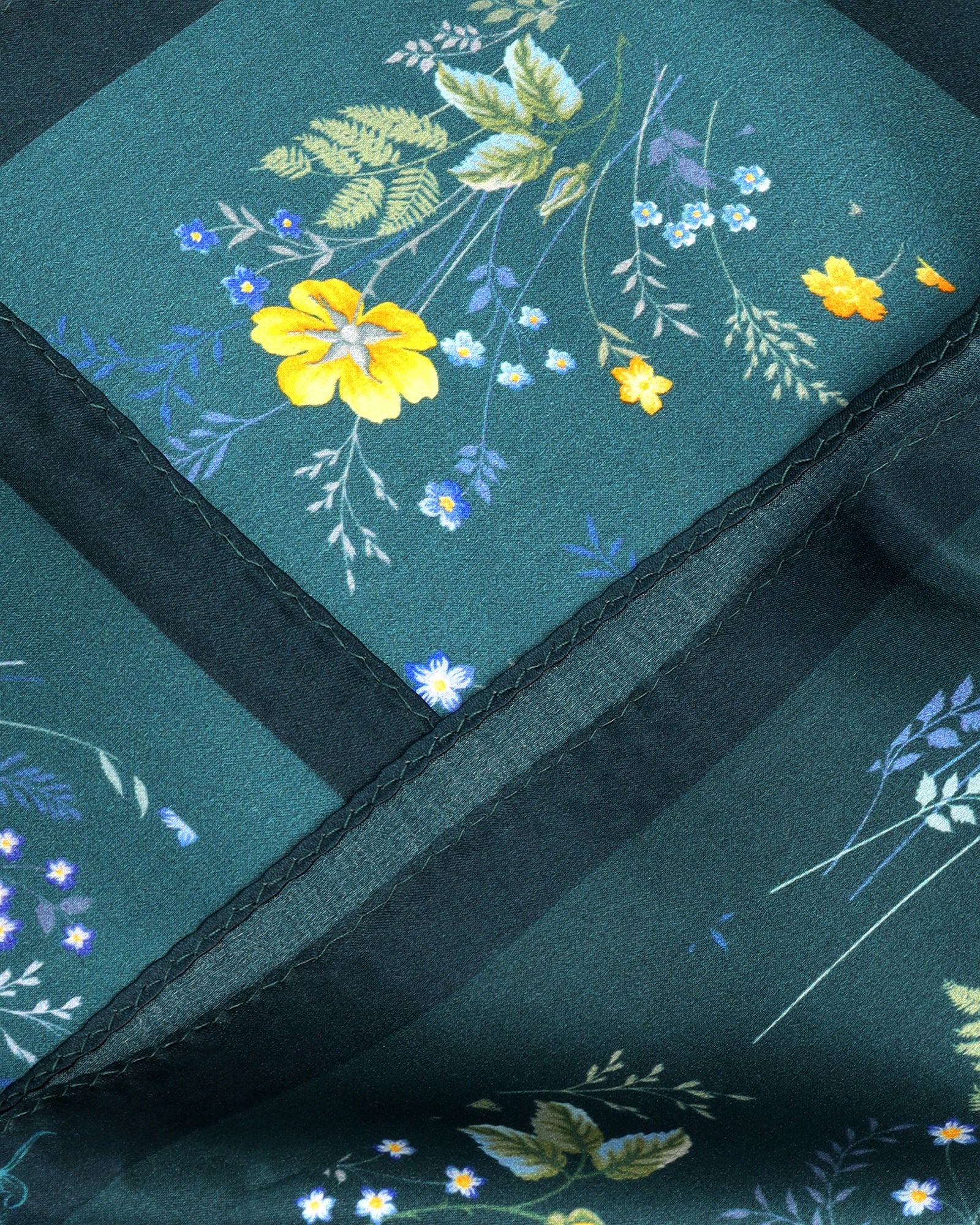 Teal Printed 100% Silk Pocket Square - Wendy