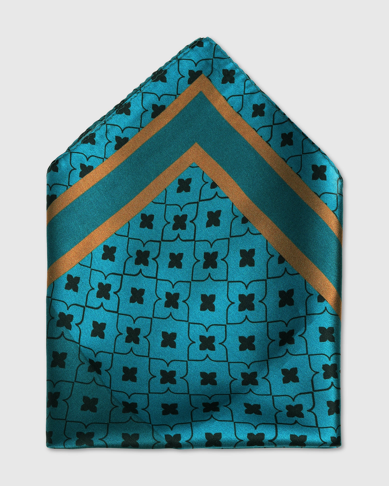 Teal Printed 100% Silk Pocket Square - Wick