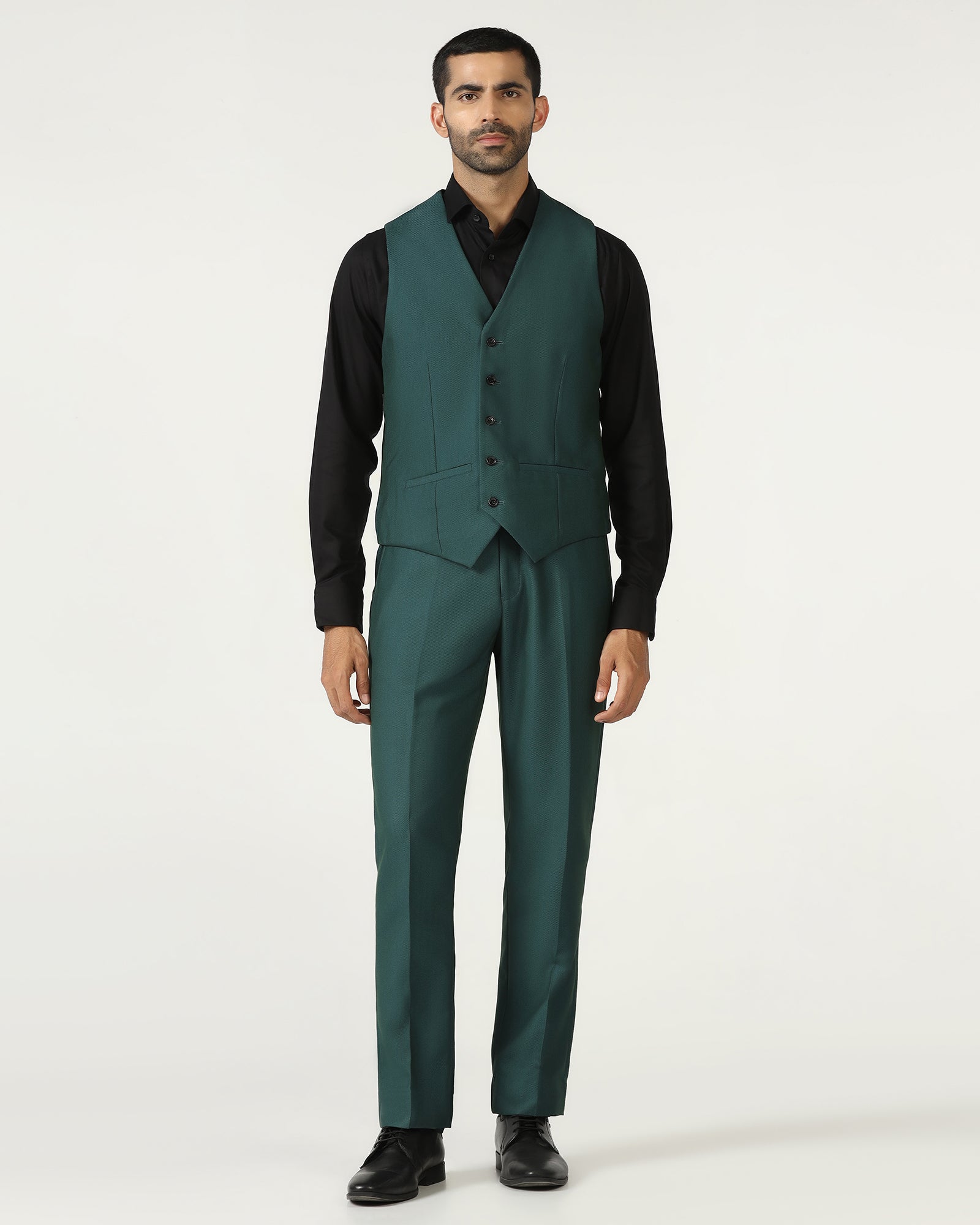 Teal Three Piece Textured Suit - Opto