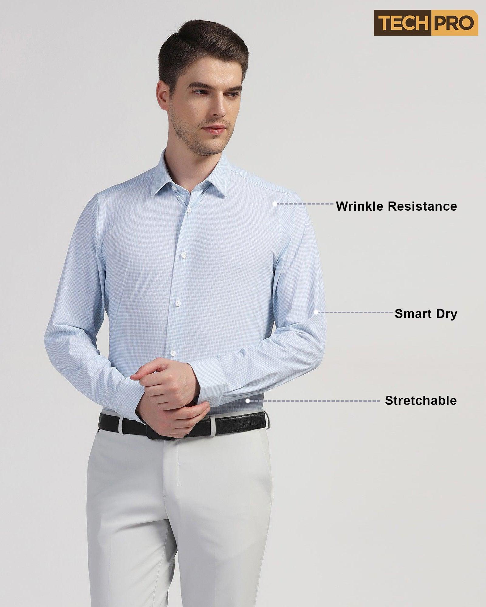 TechPro Formal Blue Printed Shirt - Ohio - Blackberrys