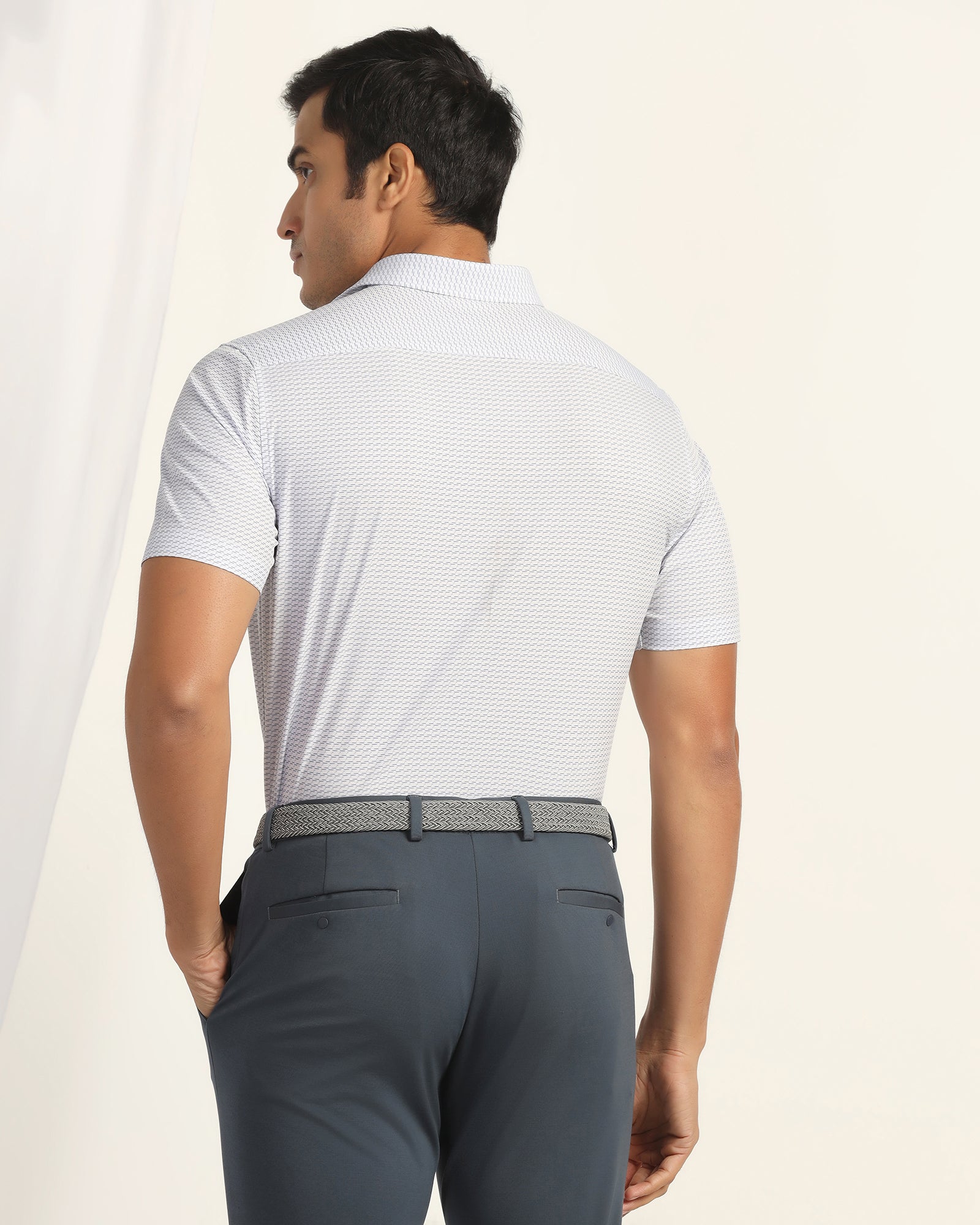 TechPro Formal Half Sleeve White Printed Shirt - Ivan