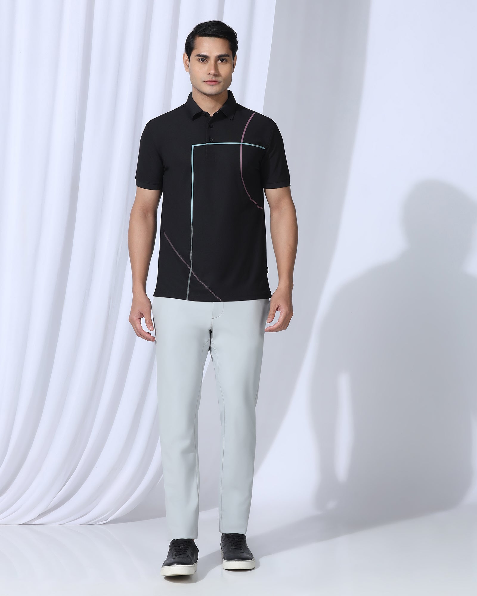 TechPro Polo Black Printed T-Shirt - Techno