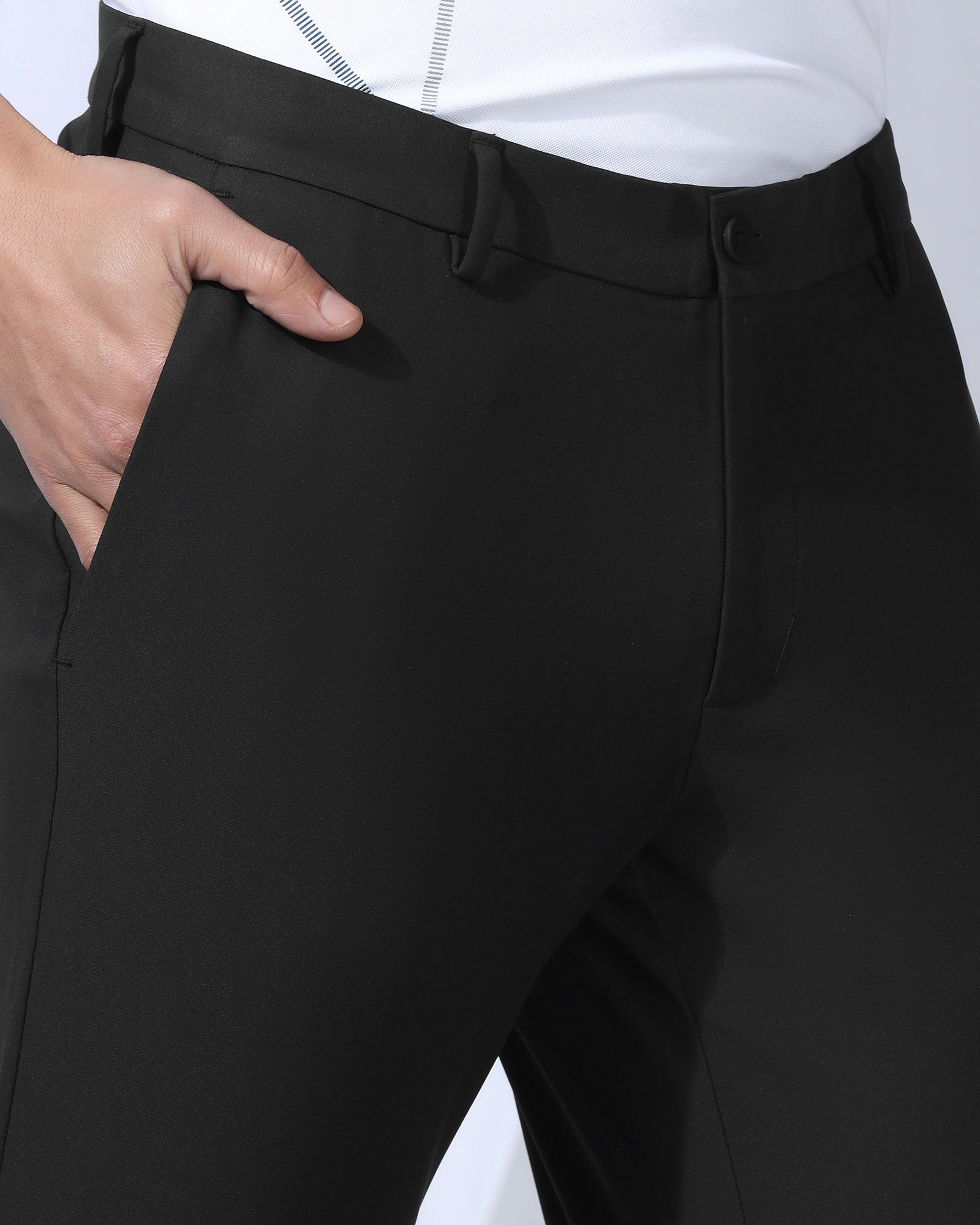 TechPro Slim Fit B-91 Casual Black Solid Khakis - Gary