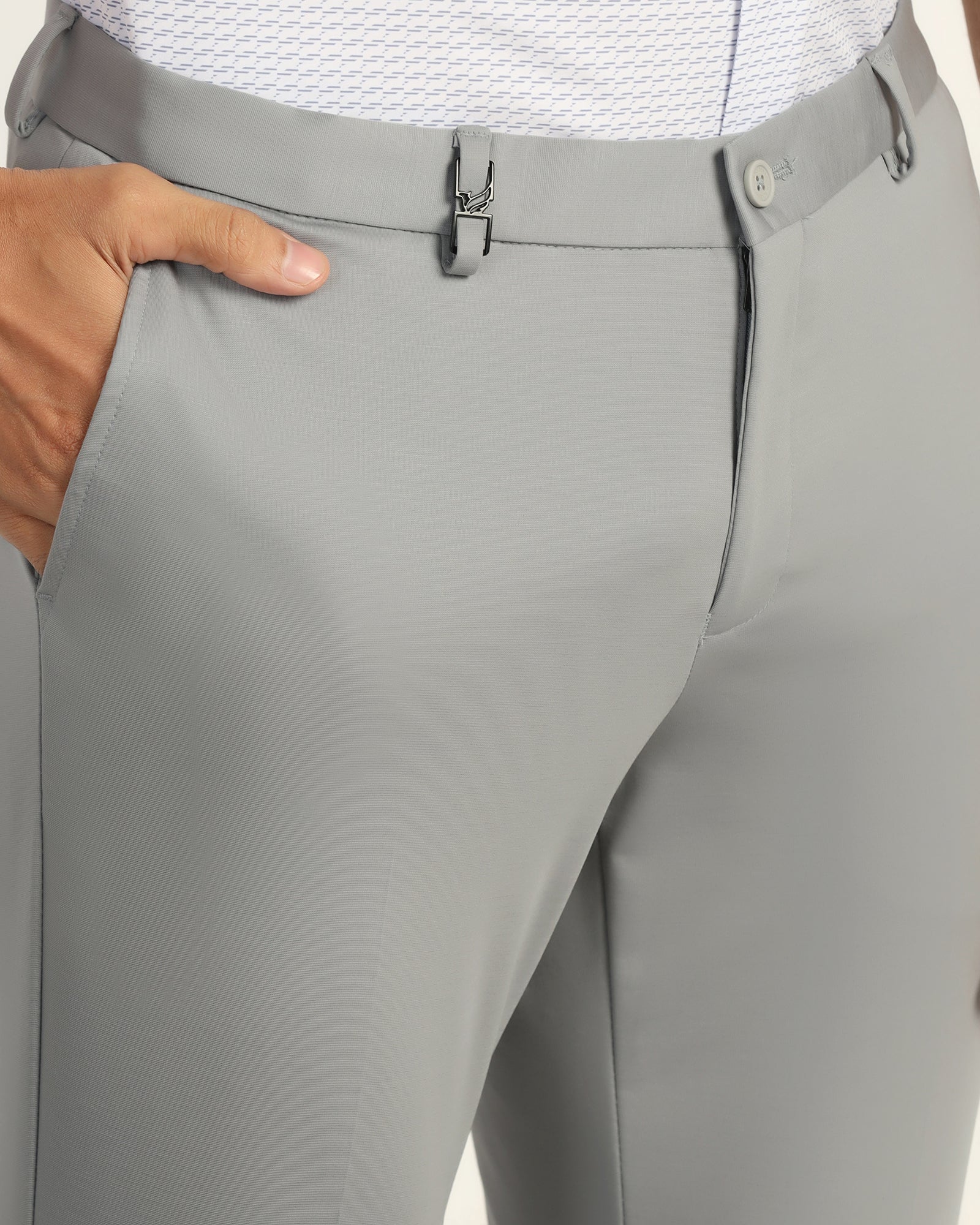 TechPro Slim Fit B-91 Formal Light Grey Solid Trouser - Explorer