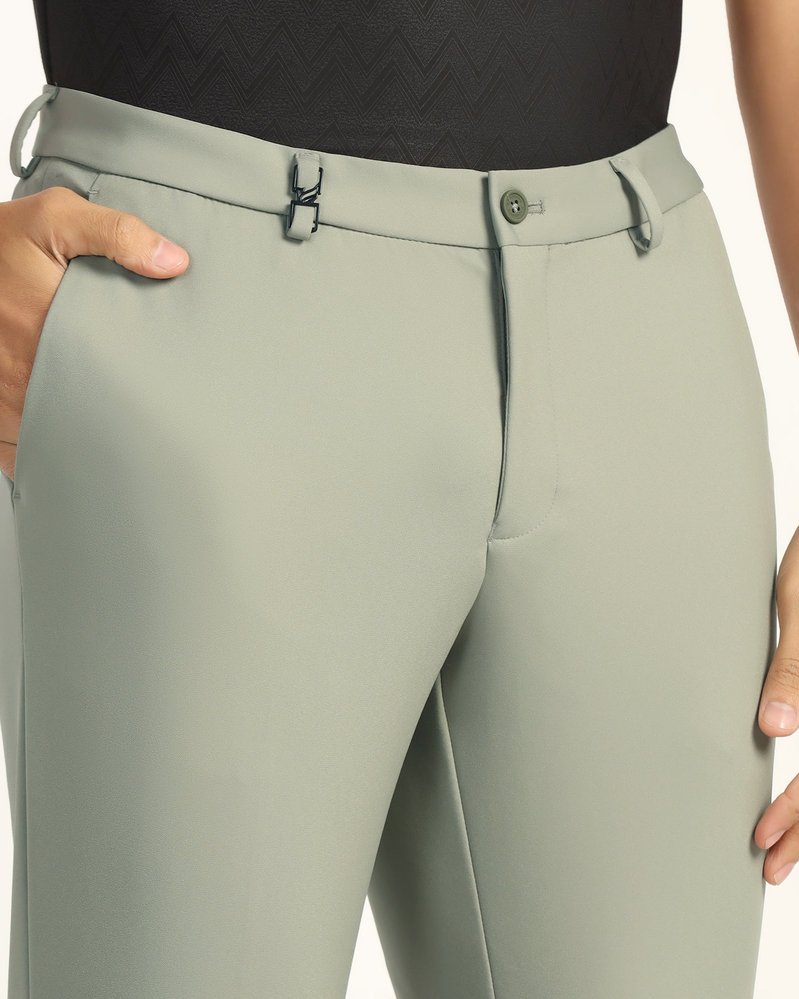 TechPro Slim Fit B-91 Formal Light Olive Solid Trouser - Ashley