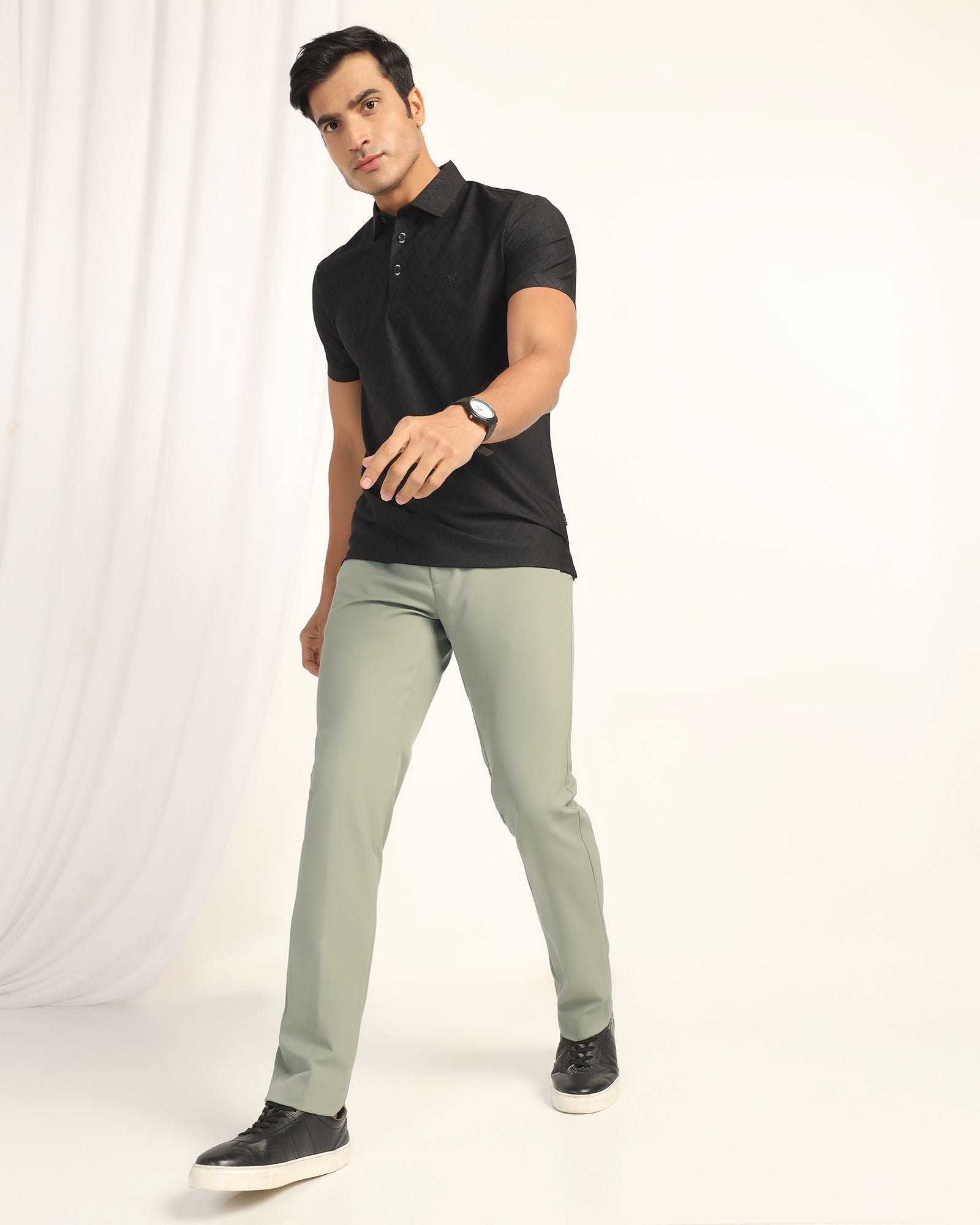 TechPro Slim Fit B-91 Formal Light Olive Solid Trouser - Ashley