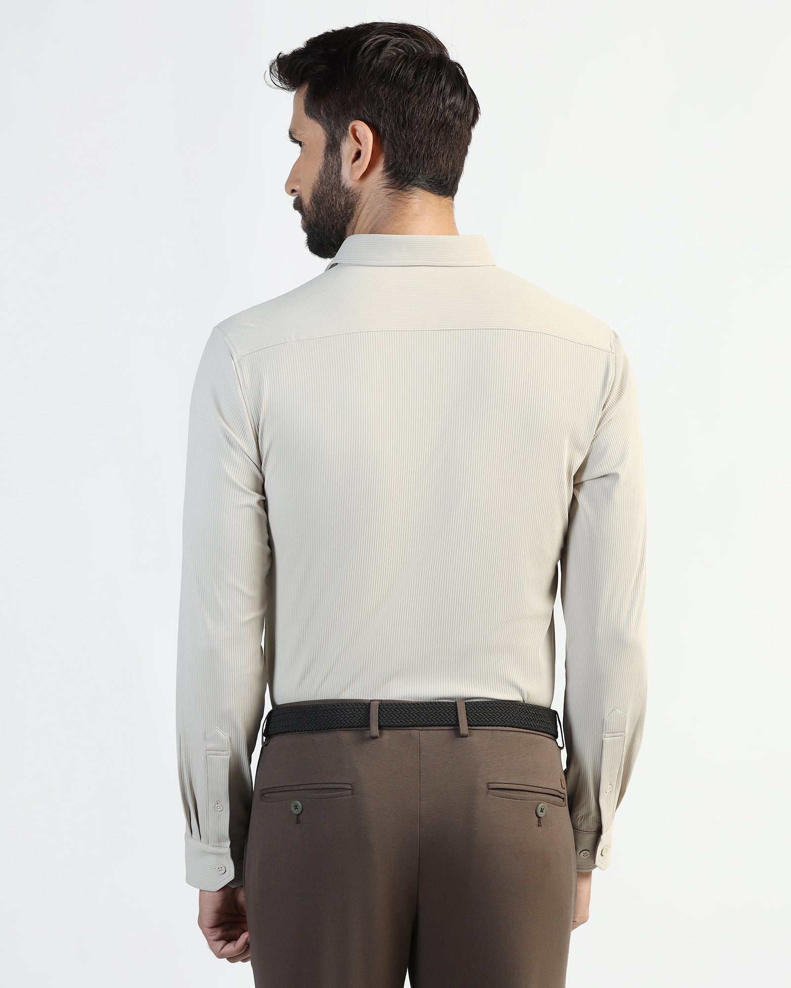 TechPro Formal Beige Stripe Shirt - Abil
