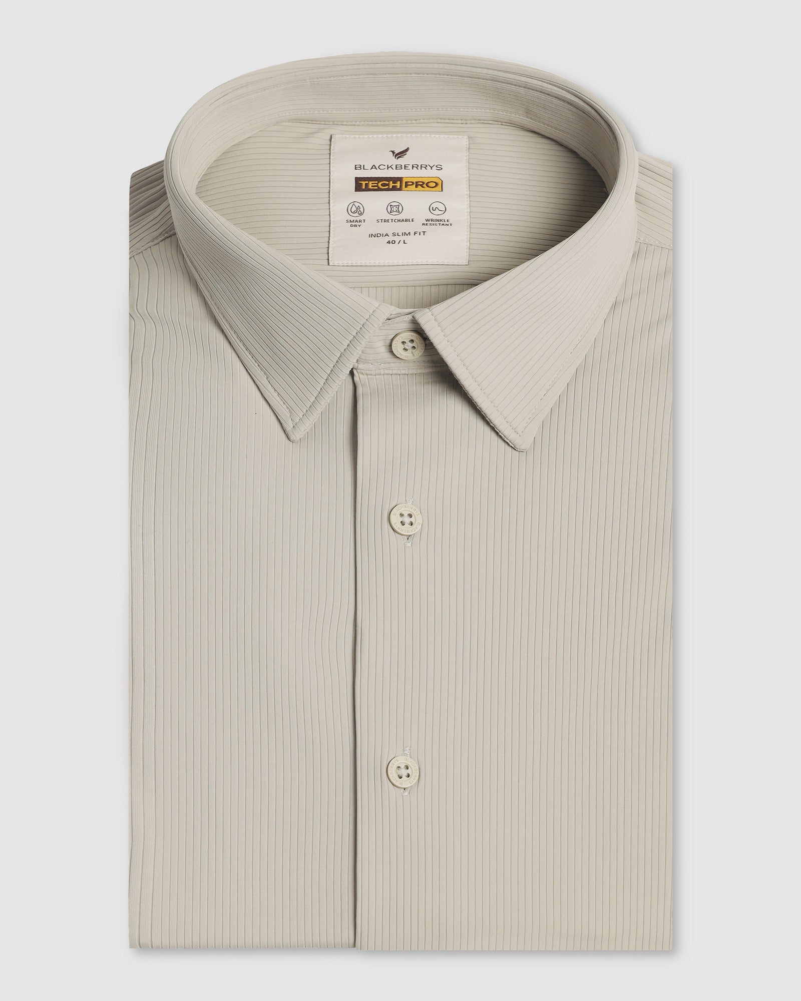 TechPro Formal Beige Stripe Shirt - Abil