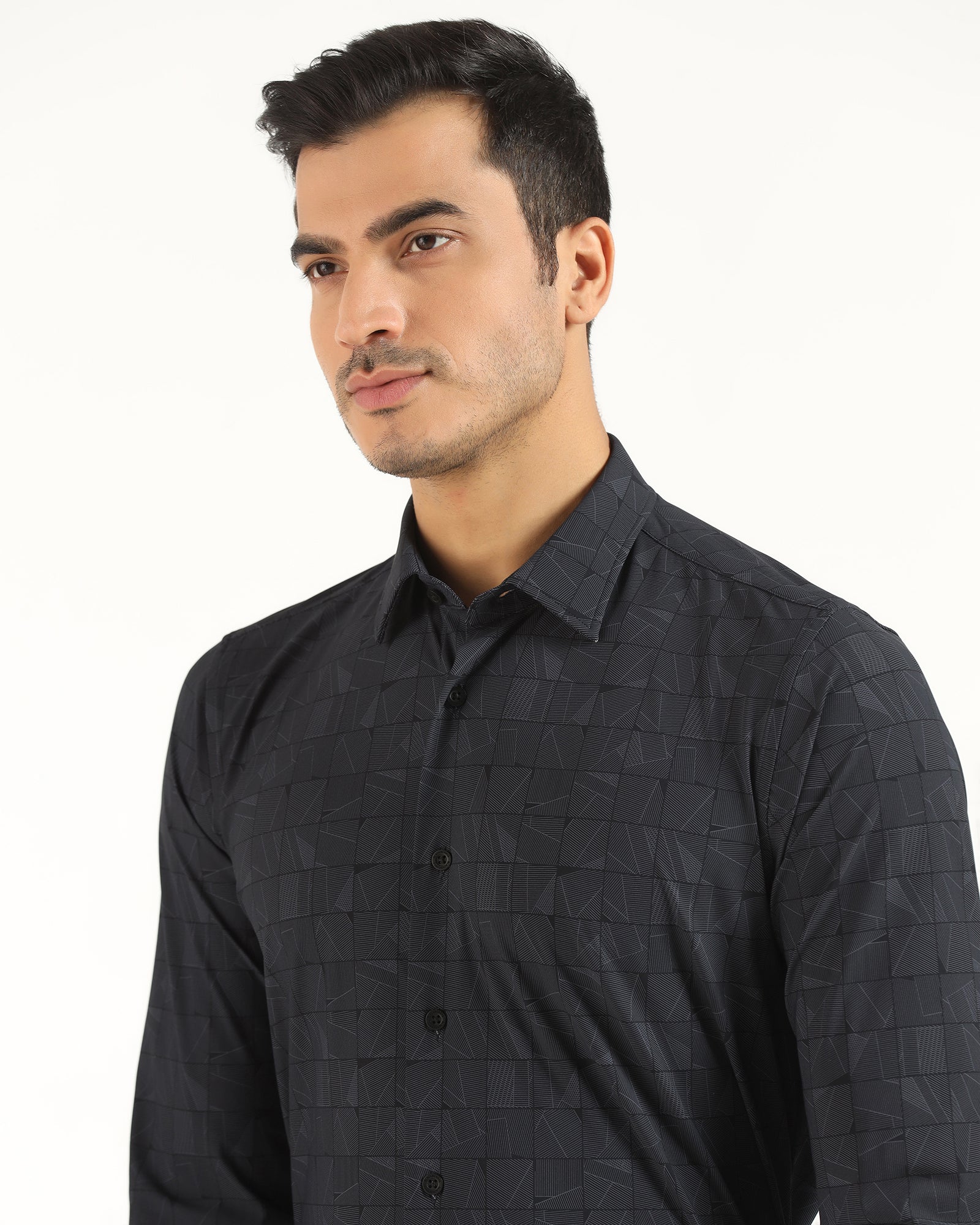 TechPro Formal Black Printed Shirt - Kyler