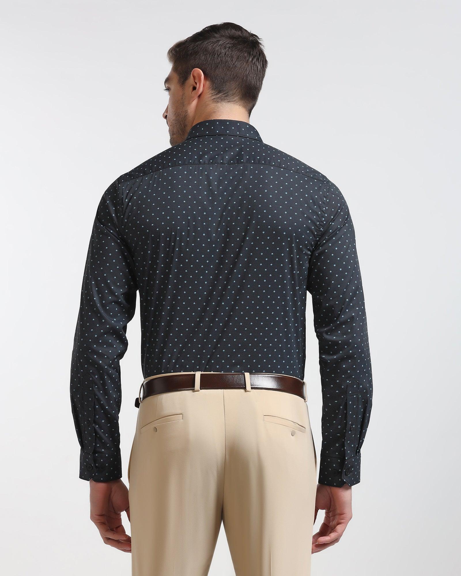 TechPro Formal Black Printed Shirt - Theon - Blackberrys