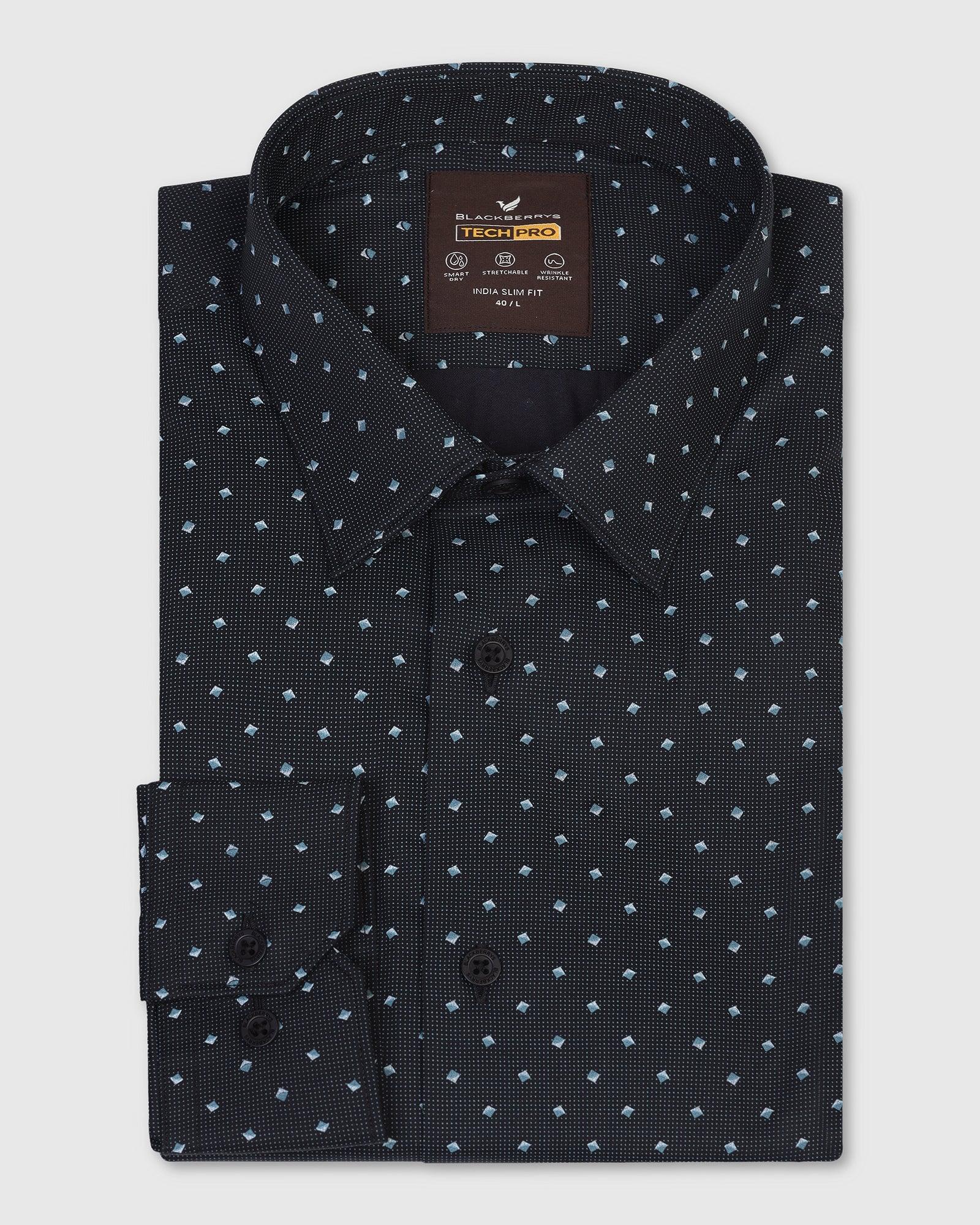 TechPro Formal Black Printed Shirt - Theon - Blackberrys