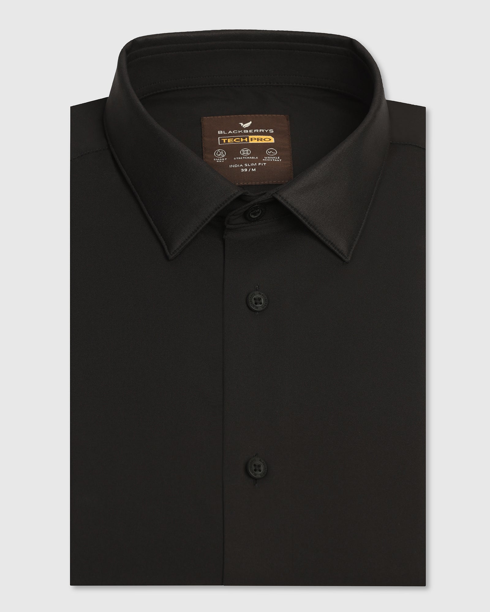TechPro Formal Black Solid Shirt - Greece