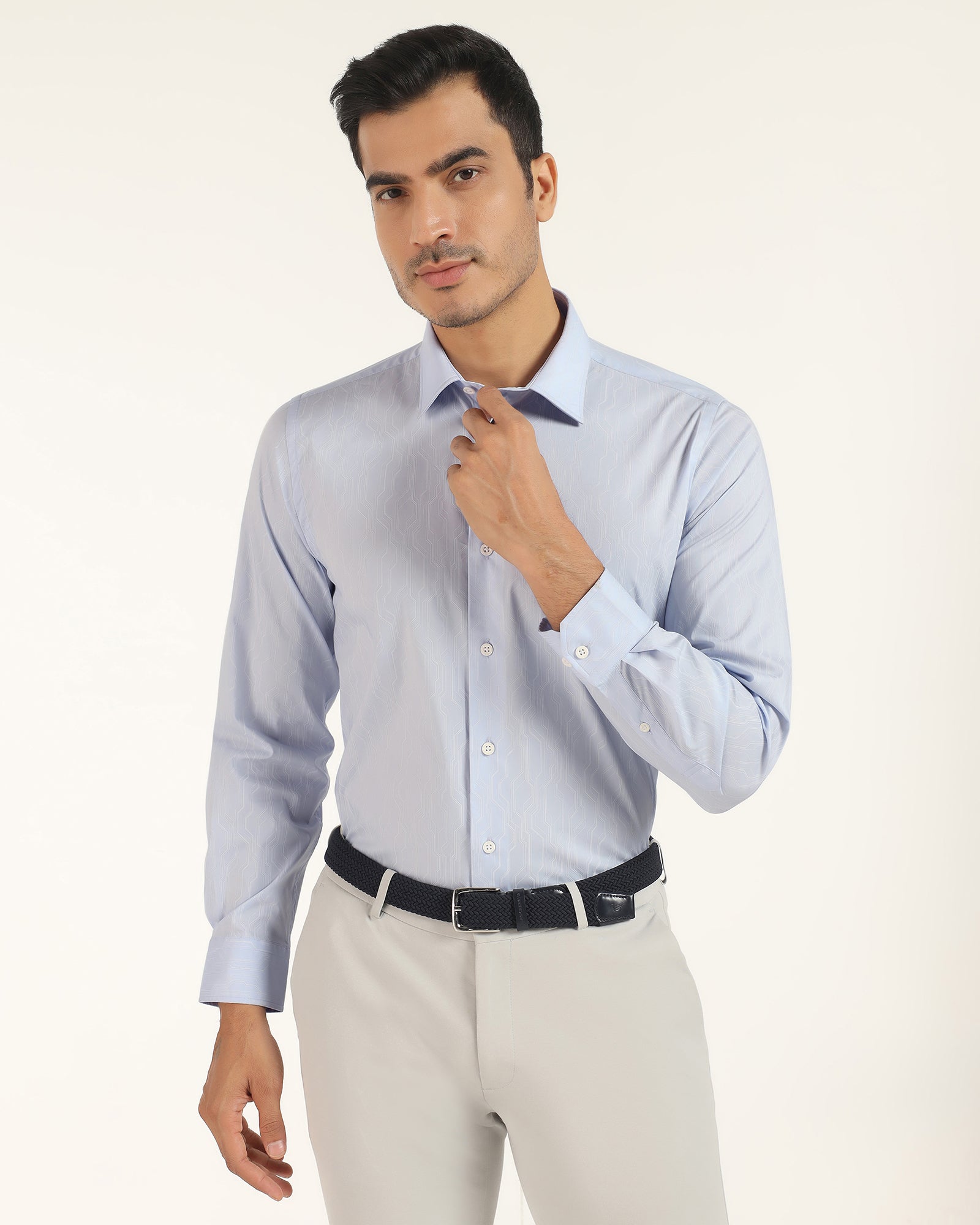 TechPro Formal Blue Printed Shirt - Blade