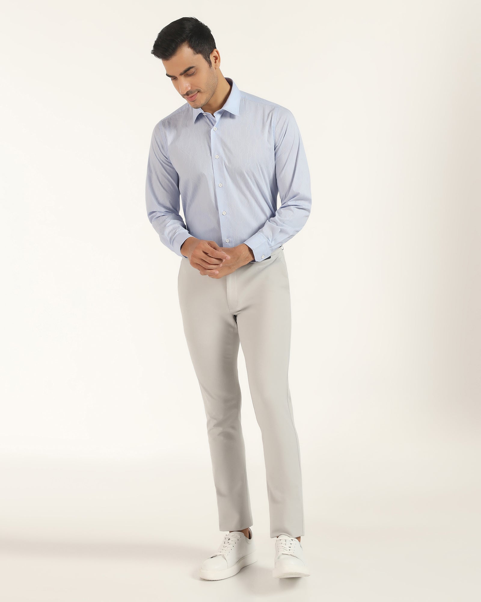 TechPro Formal Blue Printed Shirt - Blade
