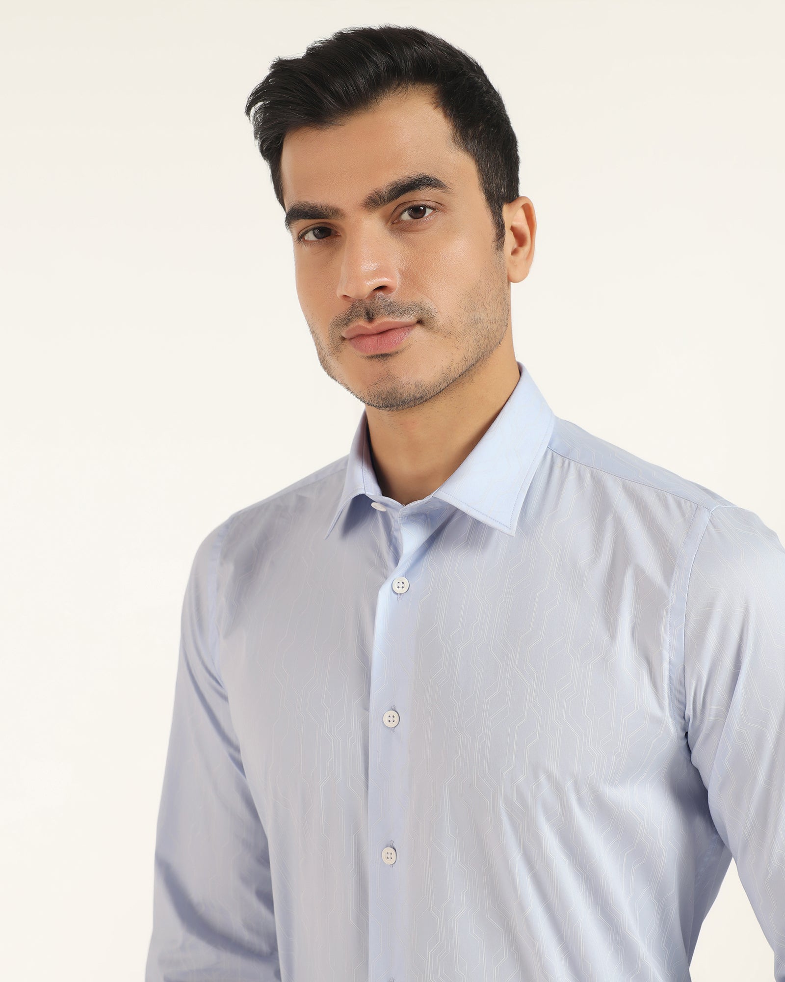 TechPro Formal Blue Printed Shirt - Blade