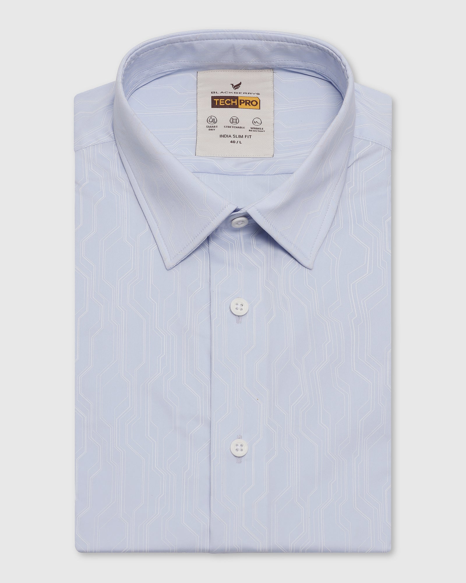 TechPro Formal Blue Printed Shirt - Blade