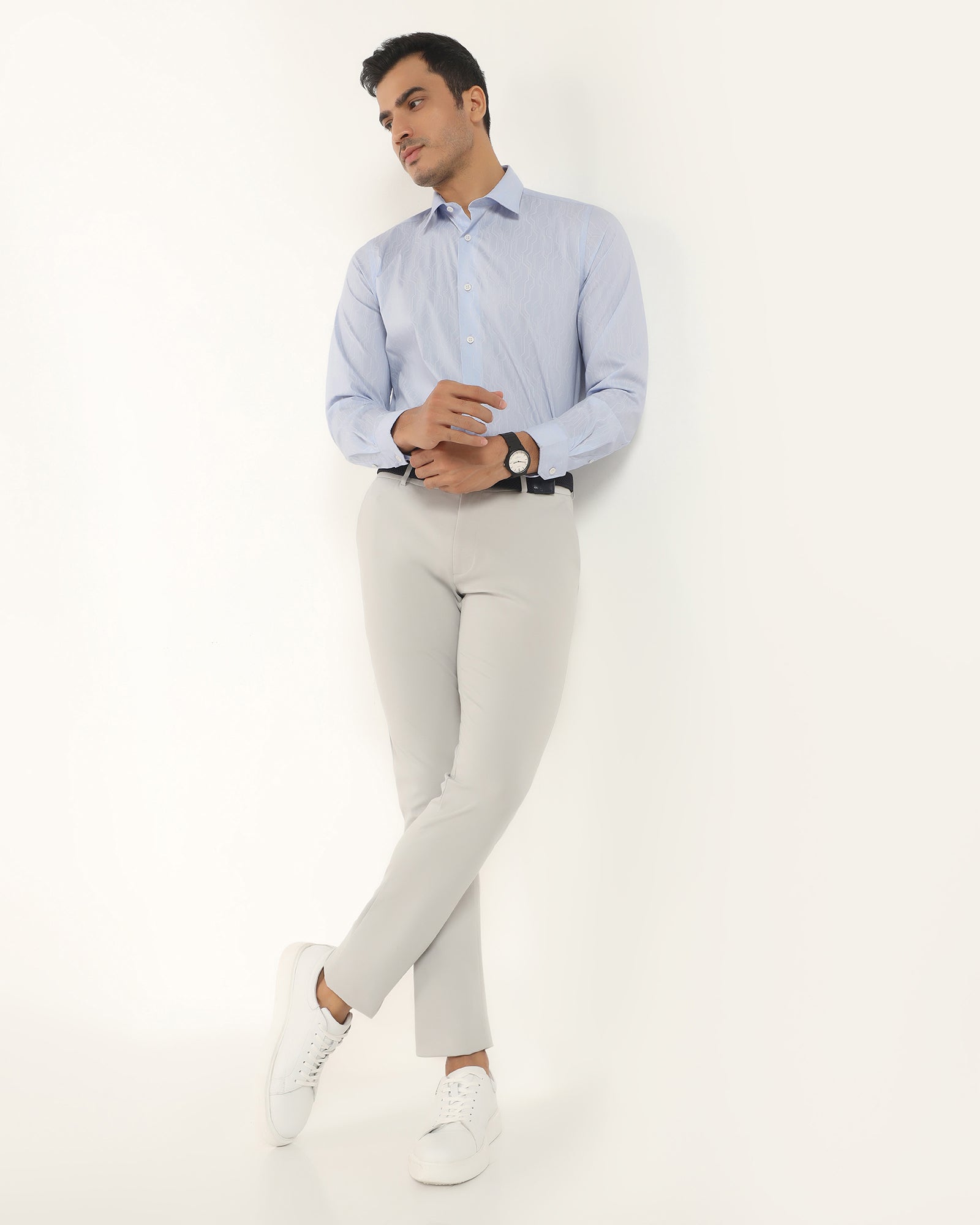 TechPro Formal Blue Printed Shirt - Blade