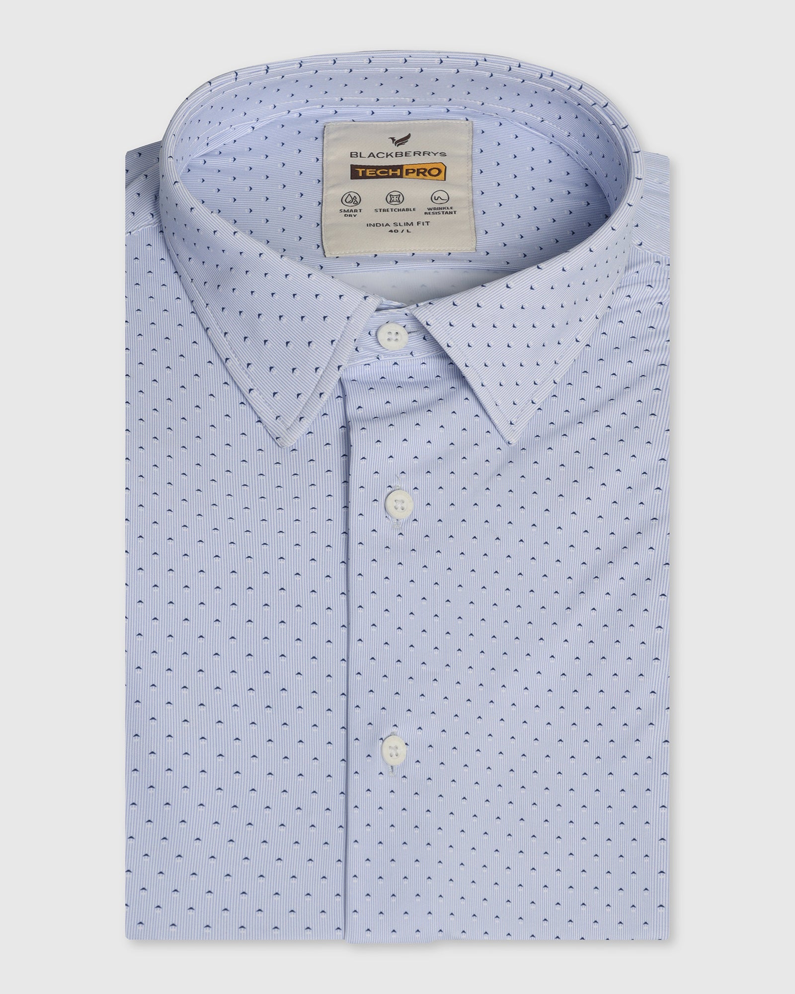 TechPro Formal Blue Printed Shirt - Draco