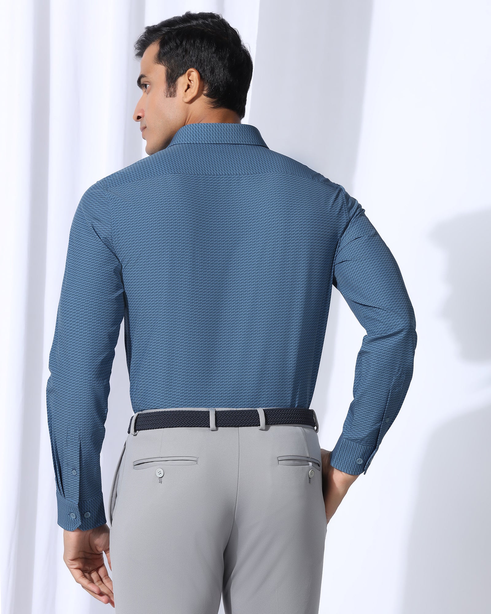 TechPro Formal Blue Printed Shirt - Ivan