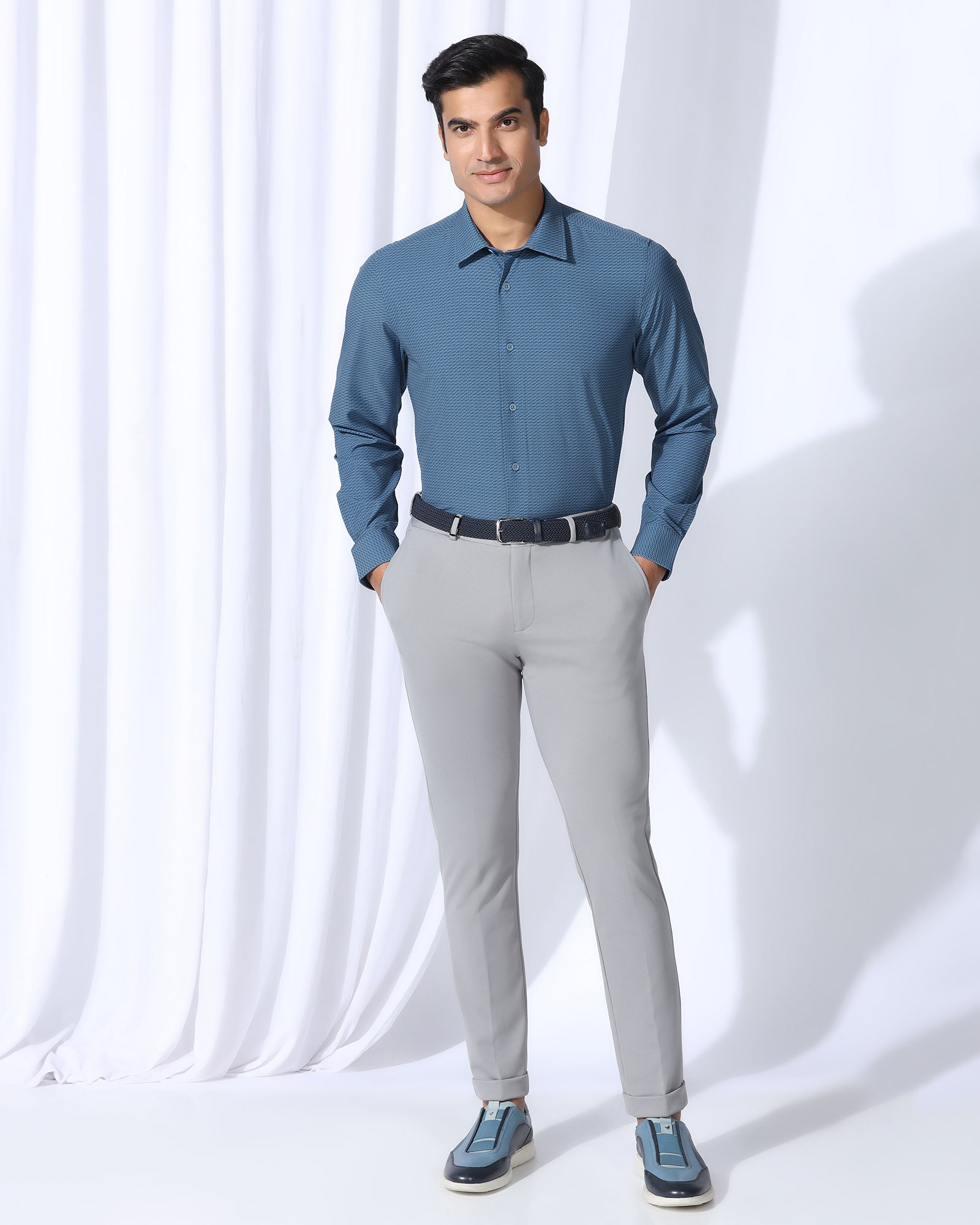 TechPro Formal Blue Printed Shirt - Ivan