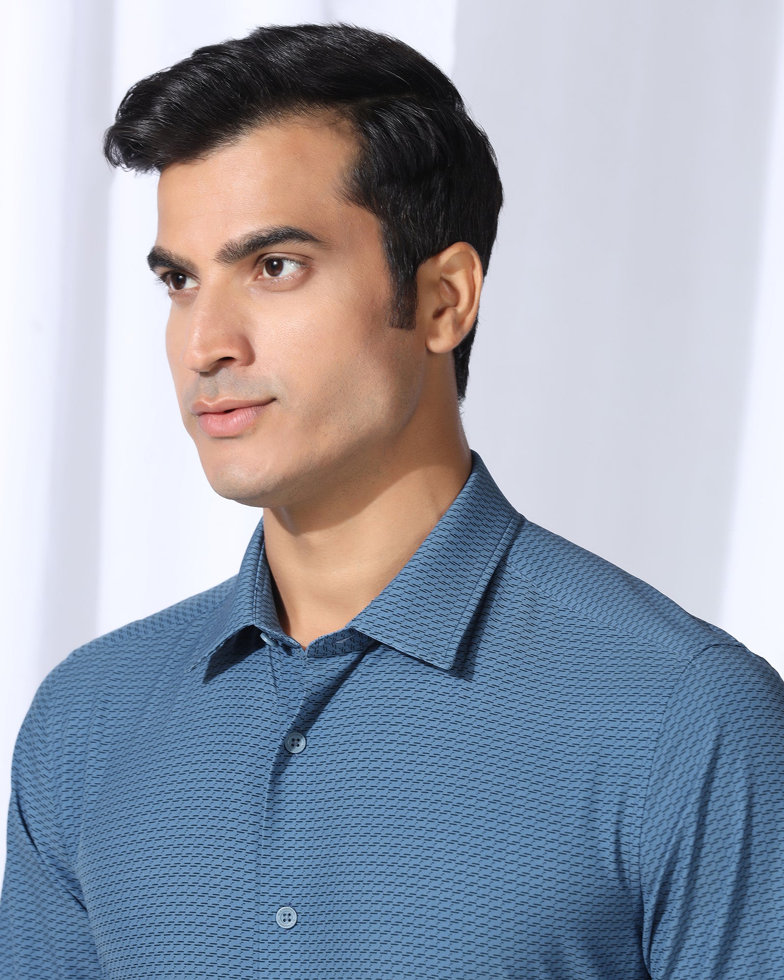TechPro Formal Blue Printed Shirt - Ivan