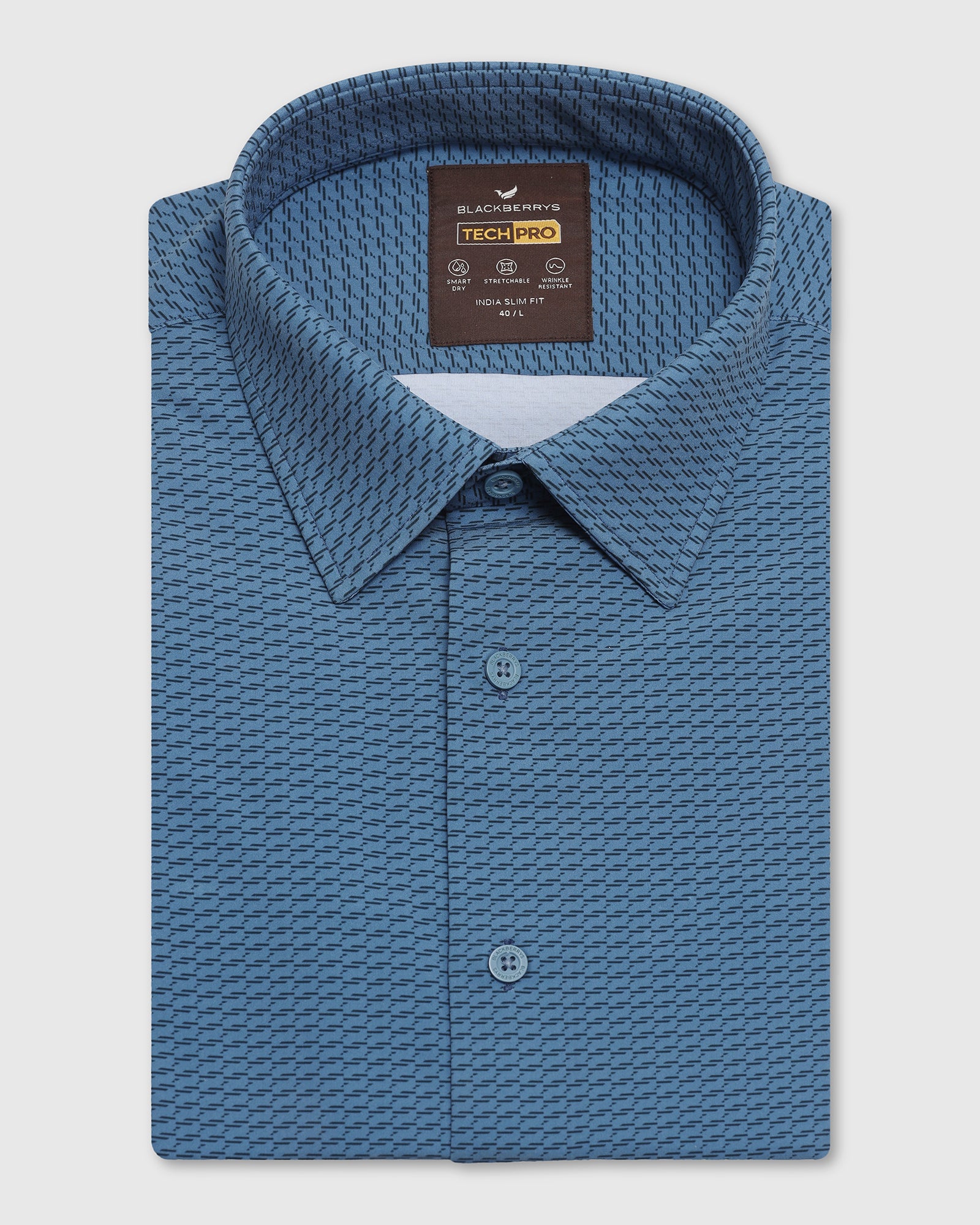 TechPro Formal Blue Printed Shirt - Ivan