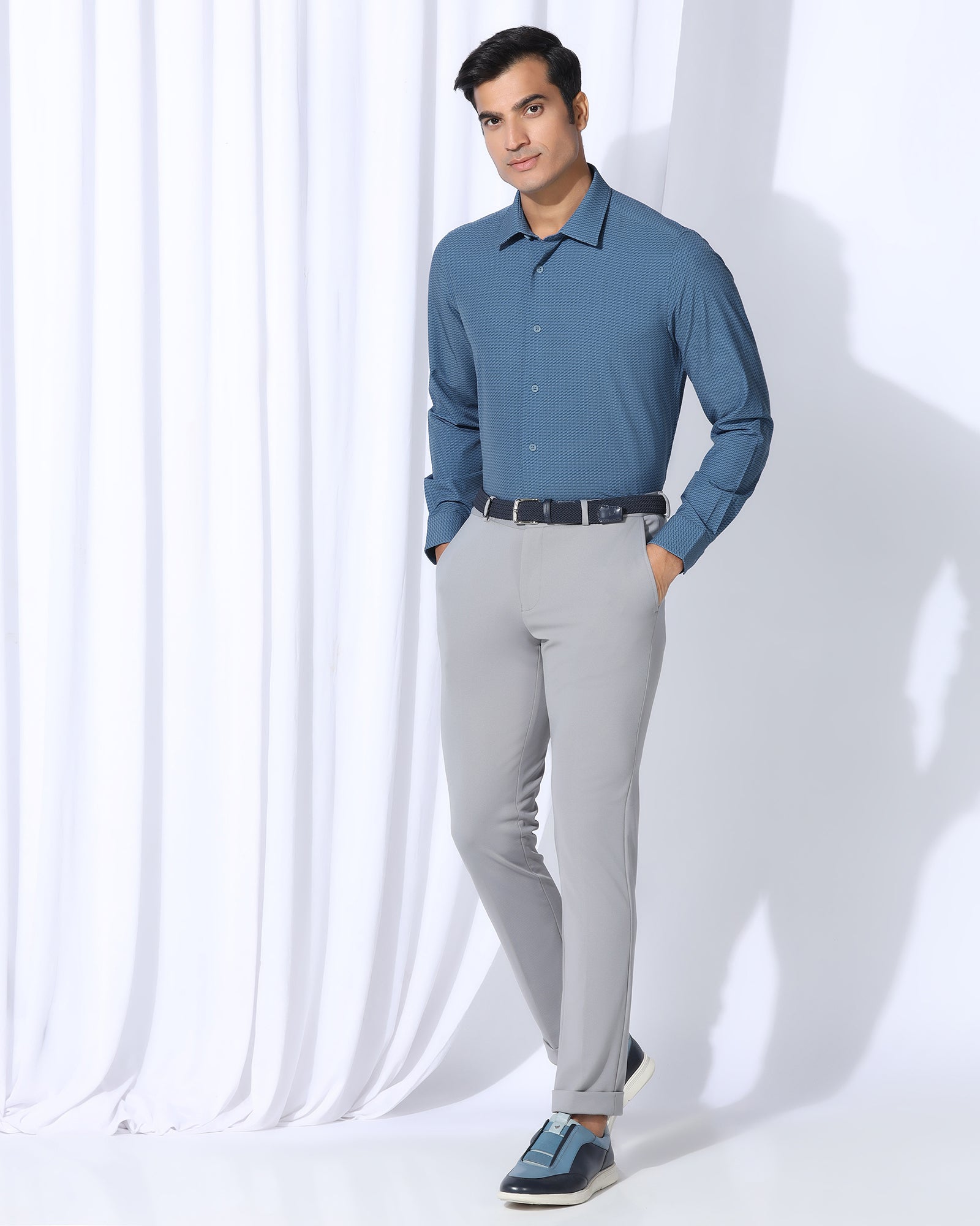 TechPro Formal Blue Printed Shirt - Ivan