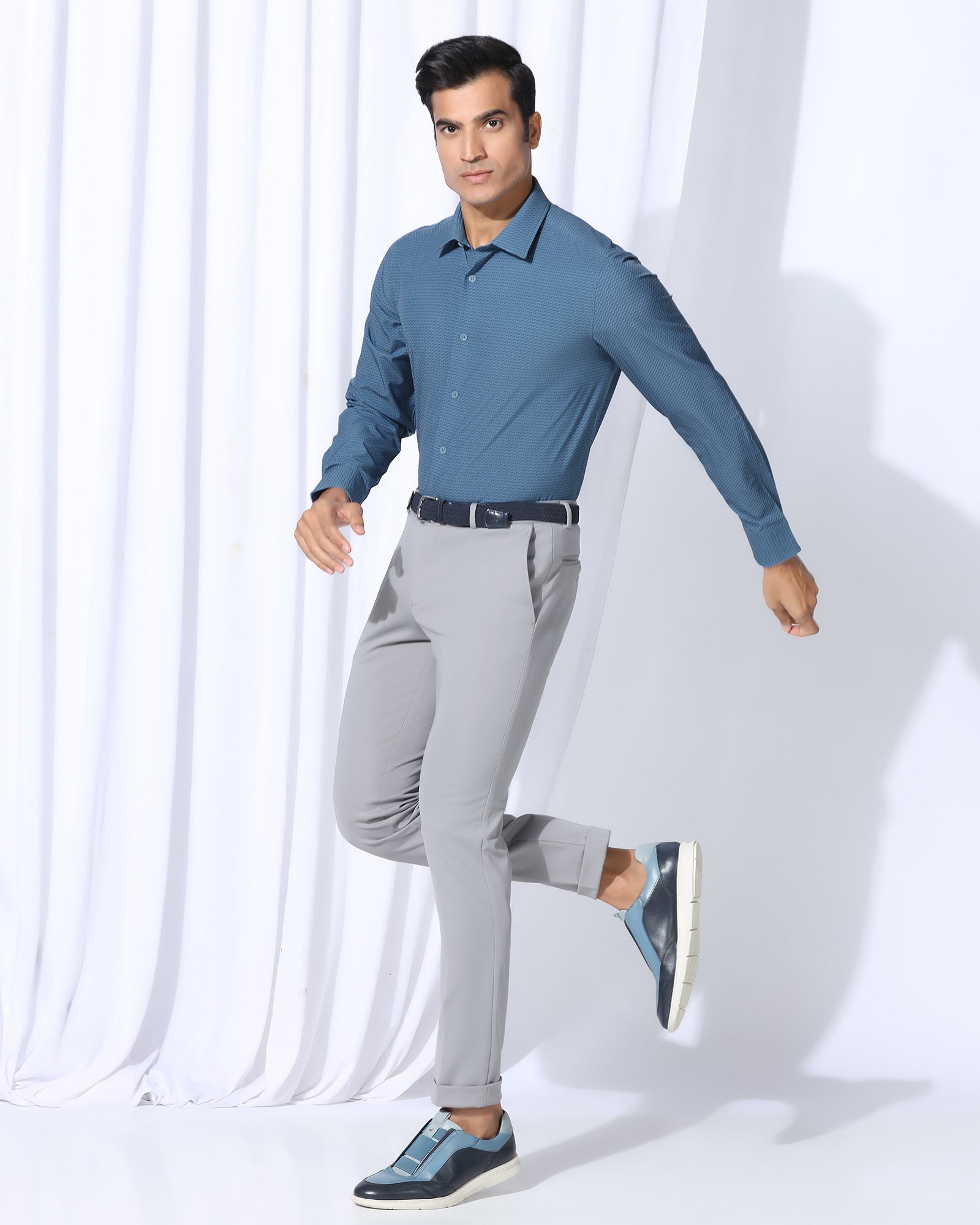TechPro Formal Blue Printed Shirt - Ivan
