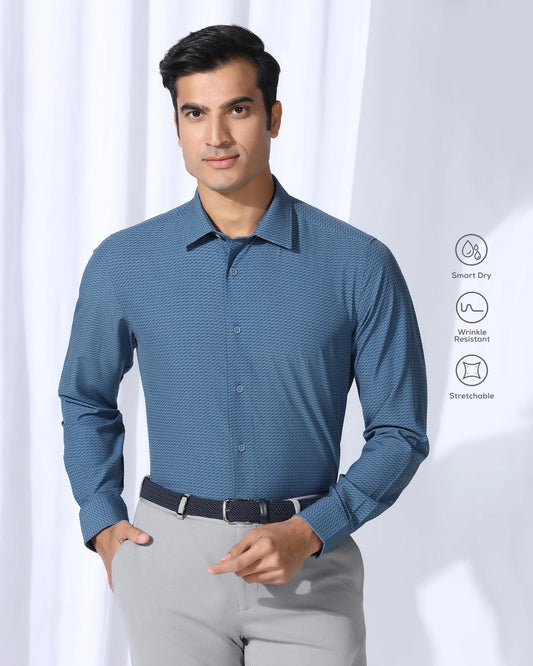 TechPro Formal Blue Printed Shirt - Ivan