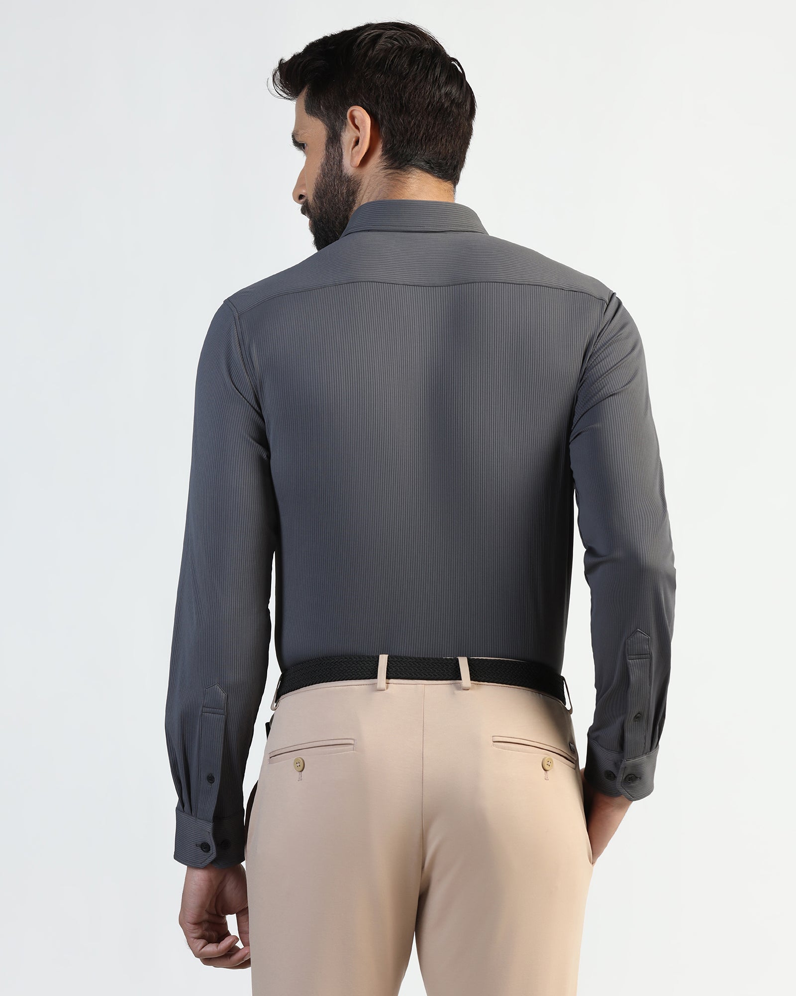 TechPro Formal Dark Grey Stripe Shirt - Abil