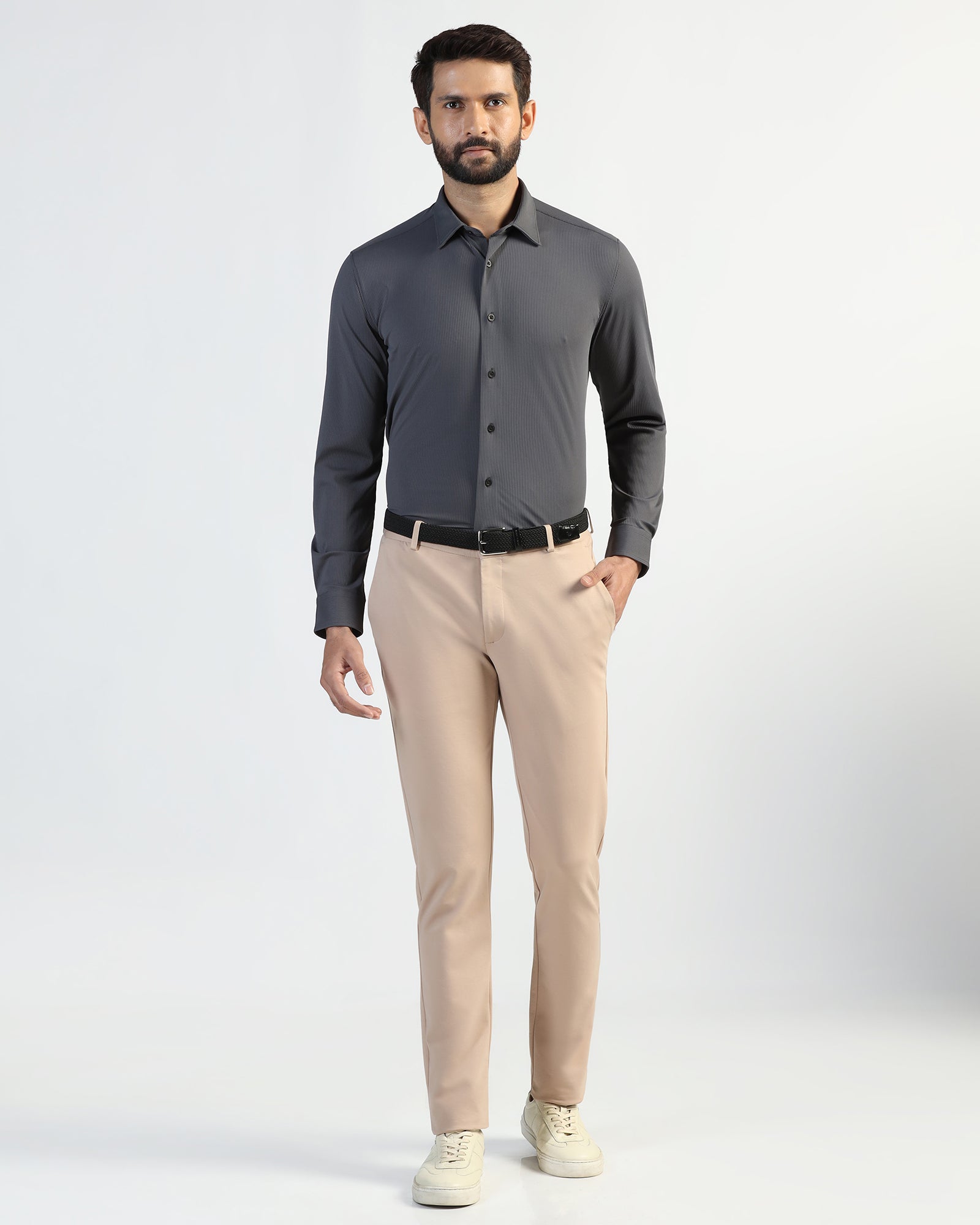 TechPro Formal Dark Grey Stripe Shirt - Abil