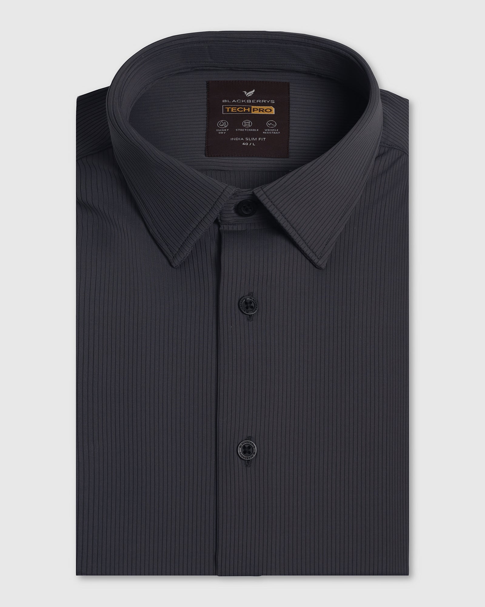 TechPro Formal Dark Grey Stripe Shirt - Abil
