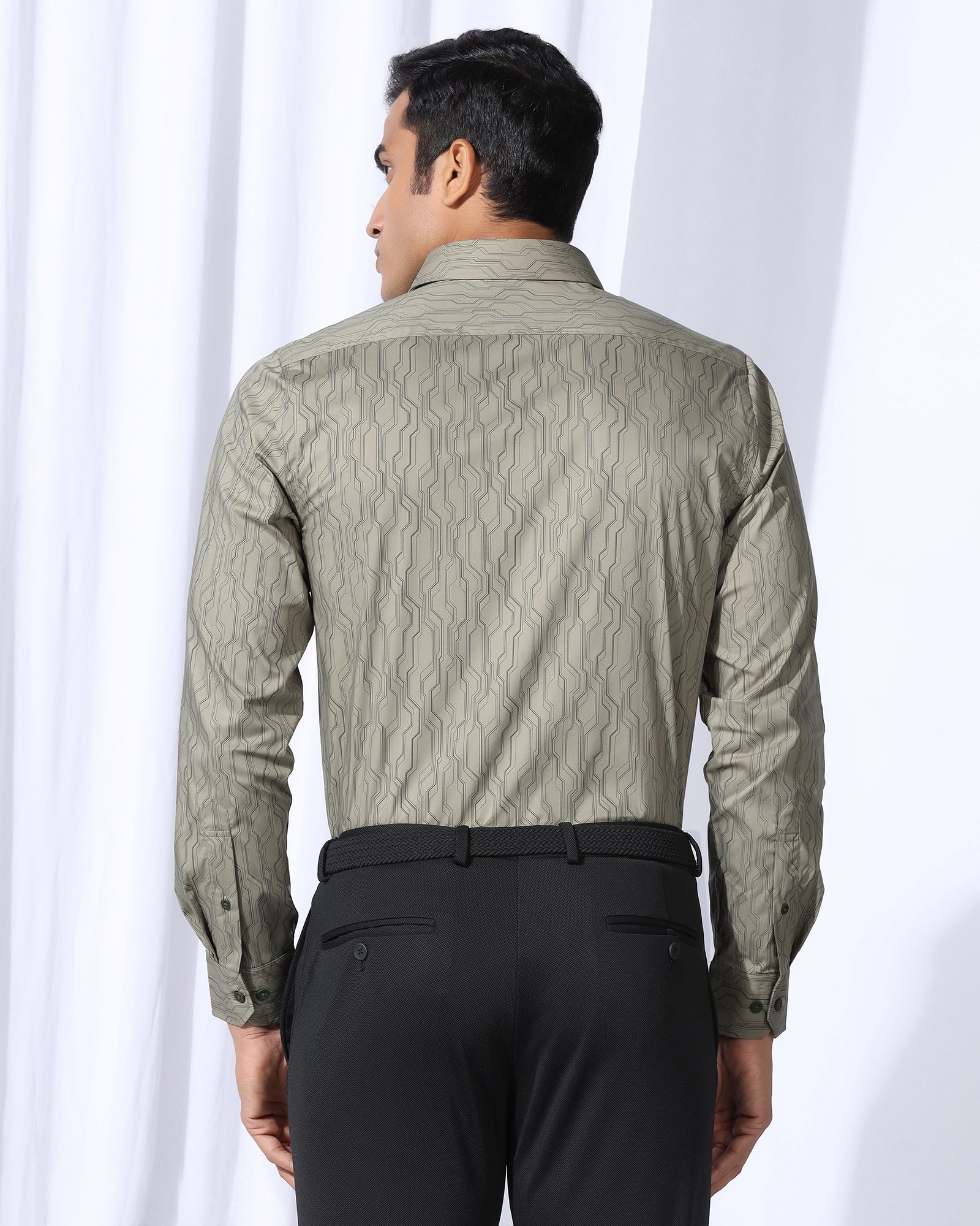 TechPro Formal Green Printed Shirt - Blade