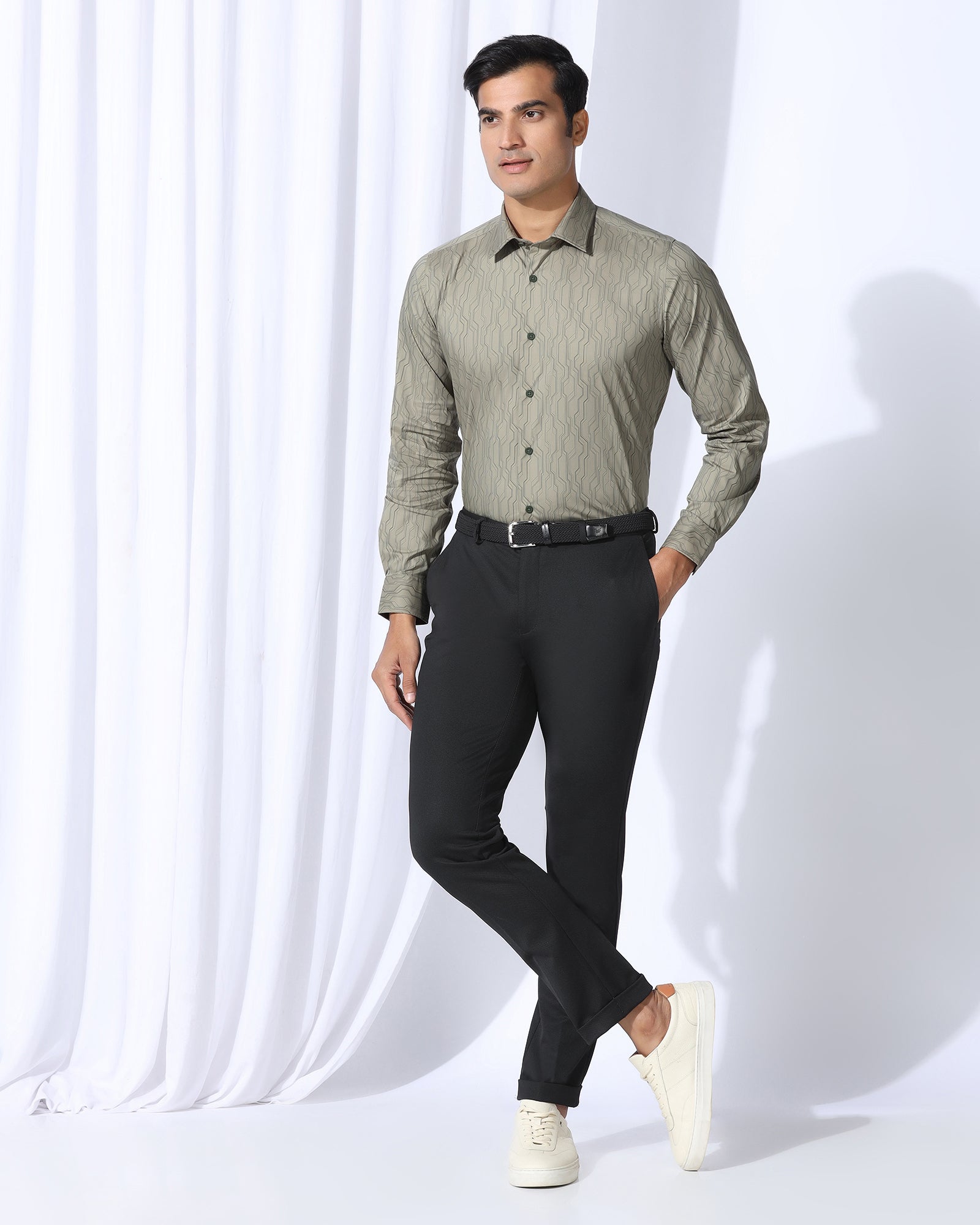 TechPro Formal Green Printed Shirt - Blade