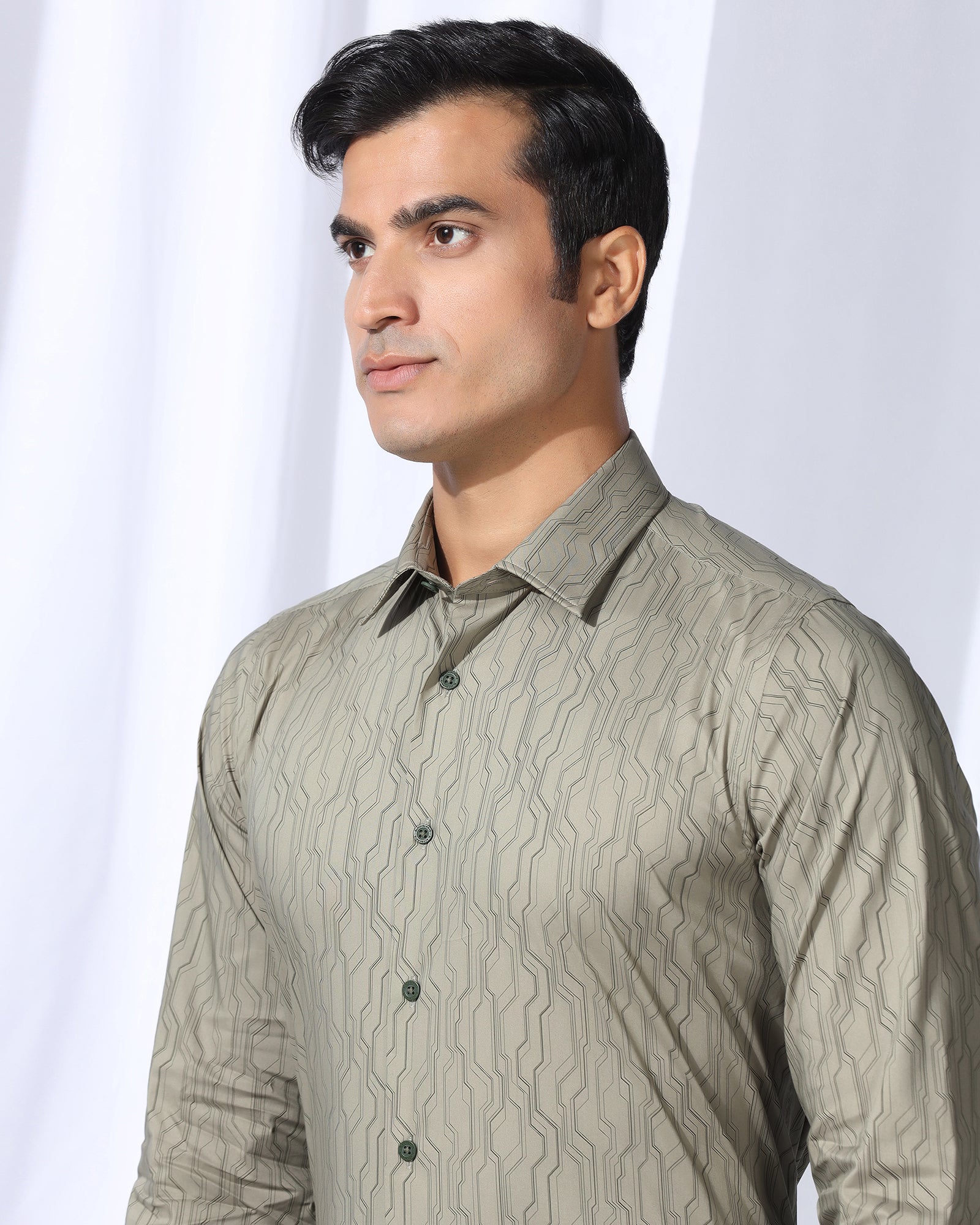 TechPro Formal Green Printed Shirt - Blade