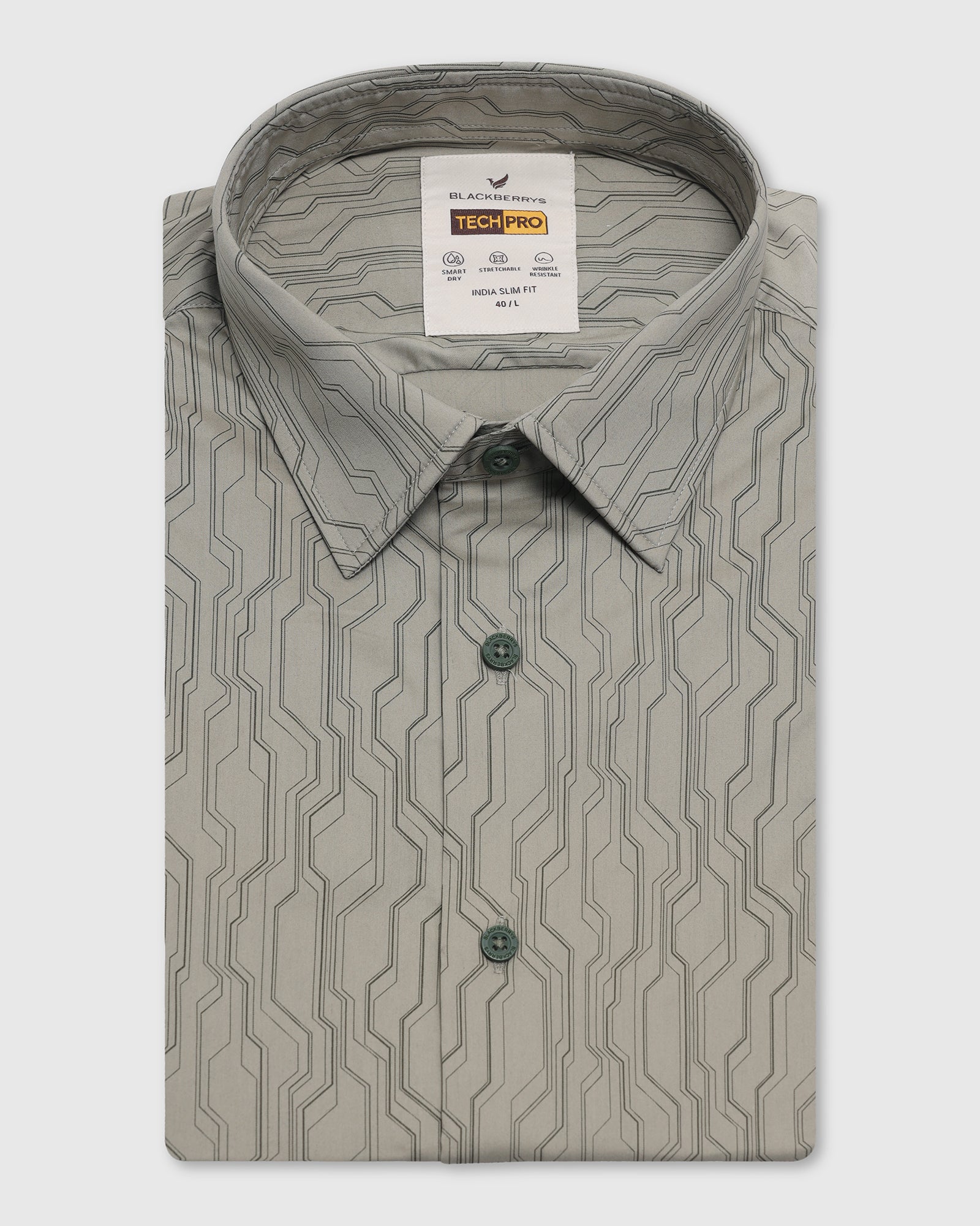 TechPro Formal Green Printed Shirt - Blade