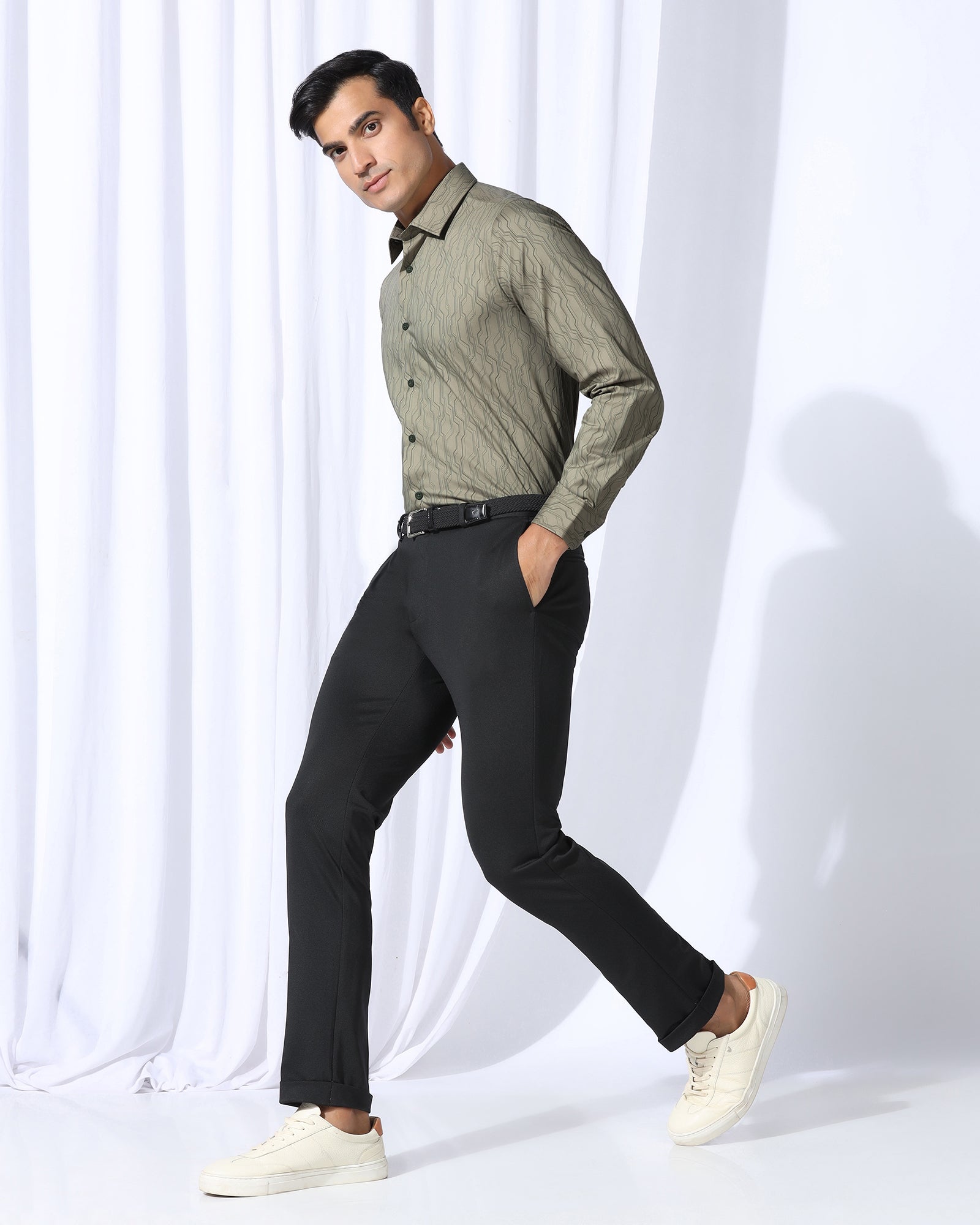 TechPro Formal Green Printed Shirt - Blade