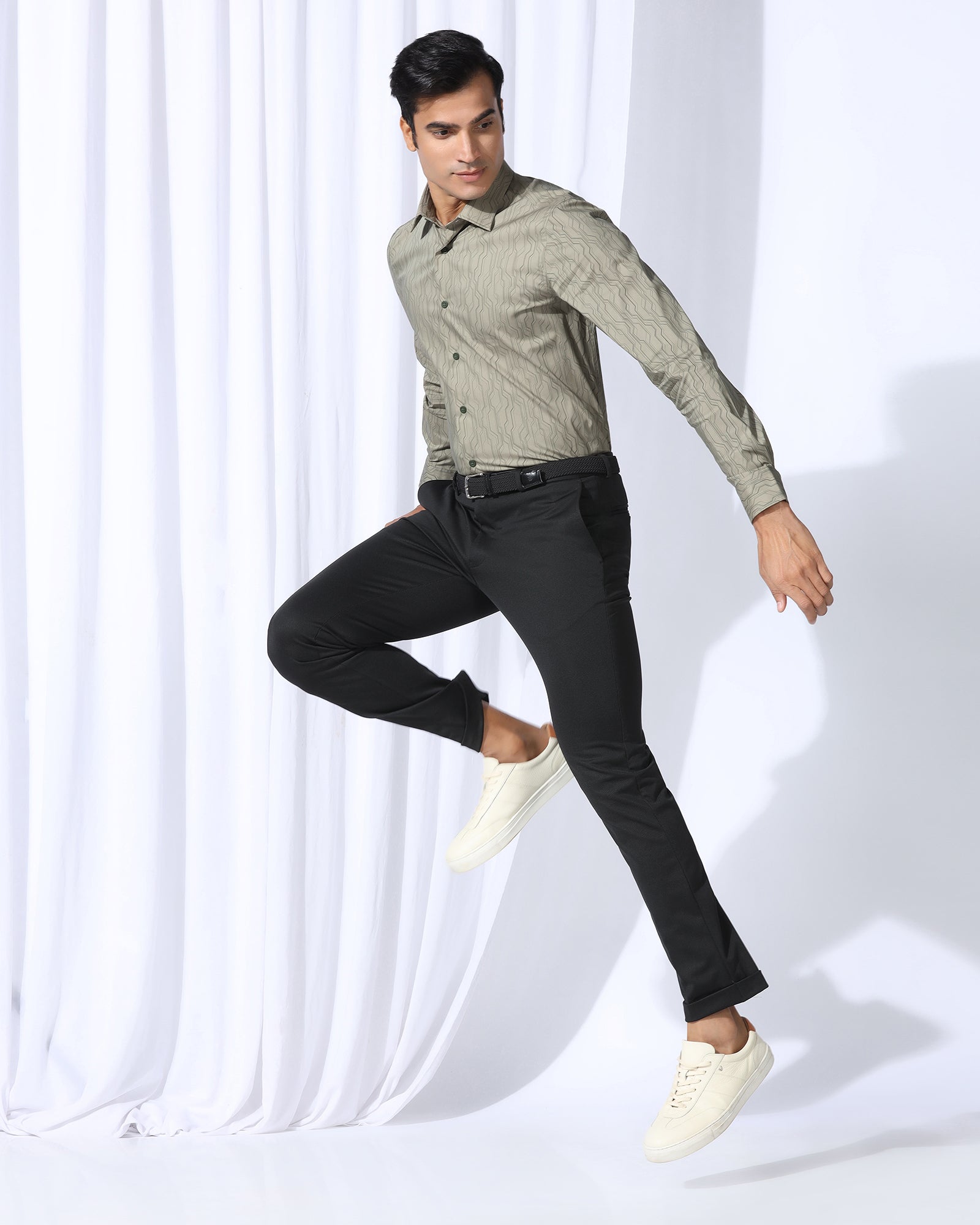 TechPro Formal Green Printed Shirt - Blade